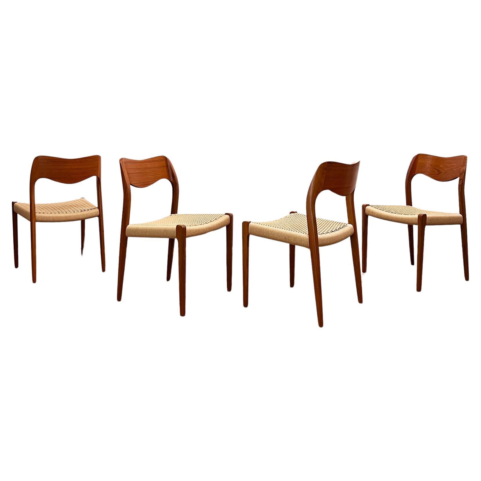 Mid-Century Teak Dining Chairs #71 by Niels O. Møller for J. L. Moller, Set of 4 For Sale