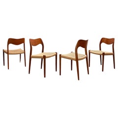 Vintage Mid-Century Teak Dining Chairs #71 by Niels O. Møller for J. L. Moller, Set of 4