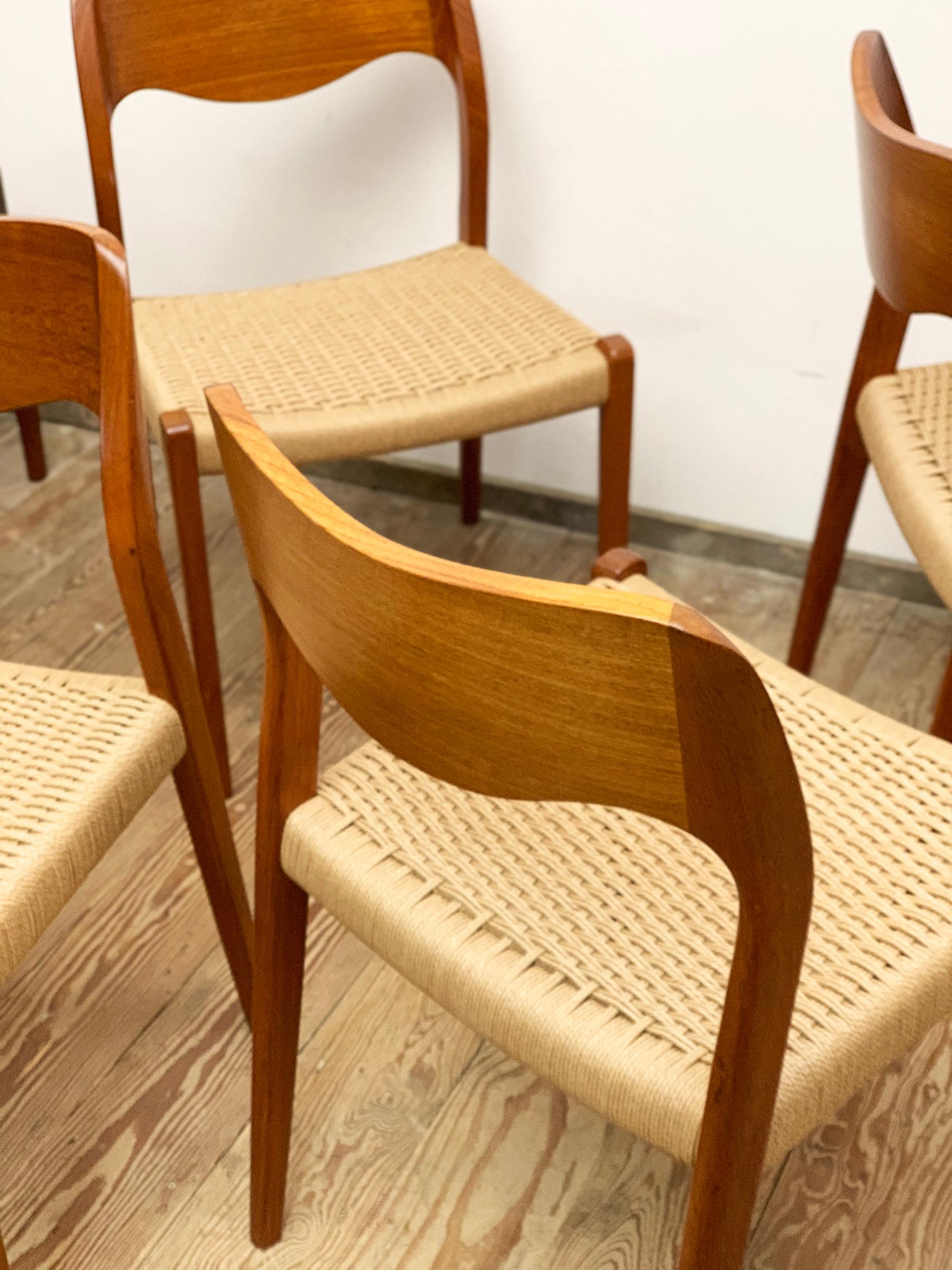 Mid-Century Teak Dining Chairs #71 by Niels O. Møller for J. L. Moller, Set of 6 5