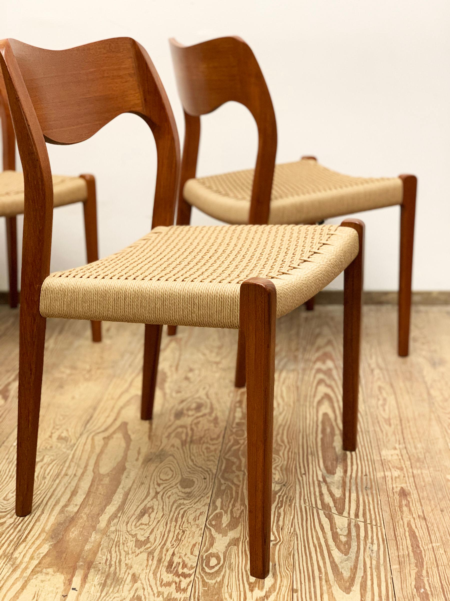 Mid-20th Century Mid-Century Teak Dining Chairs #71 by Niels O. Møller for J. L. Moller, Set of 6