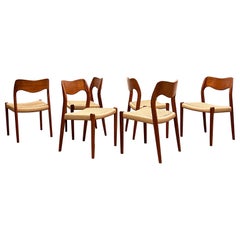 Teakholz-Esszimmerstühle #71 von Niels O. Møller für J. L. Moller, 6-teilig, Mitte des Jahrhunderts