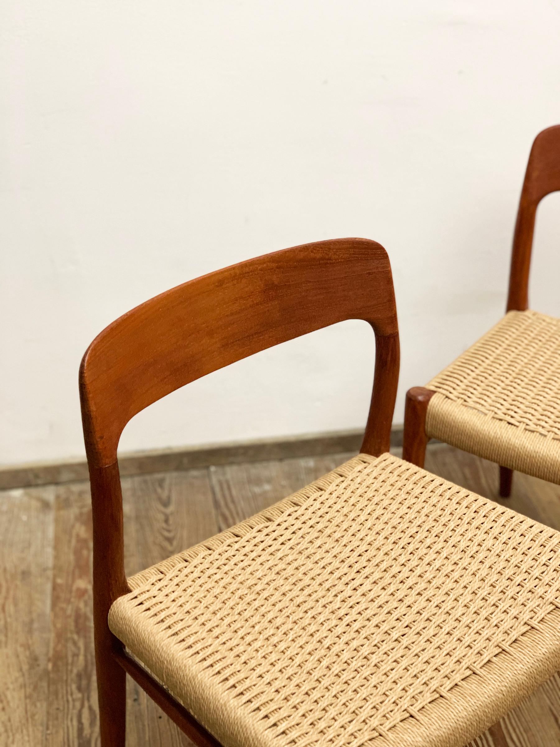 Mid-Century Teak Dining Chairs #75 by Niels O. Møller for J. L. Moller, Set of 2 For Sale 2
