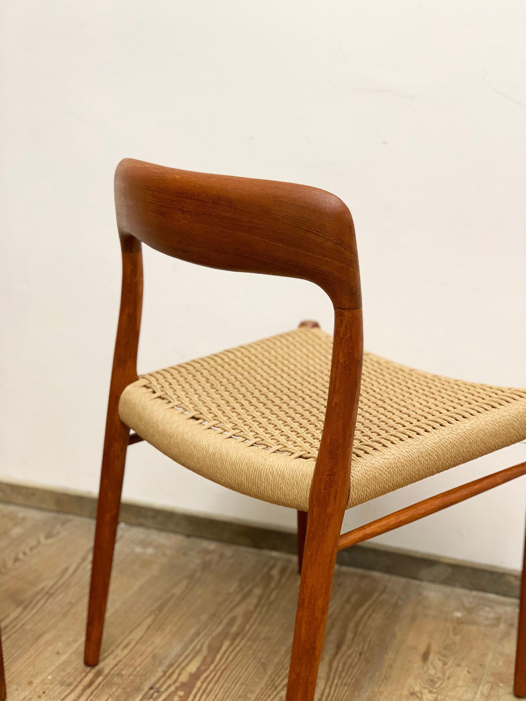 Mid-Century Teak Dining Chairs #75 by Niels O. Møller for J. L. Moller, Set of 2 For Sale 3