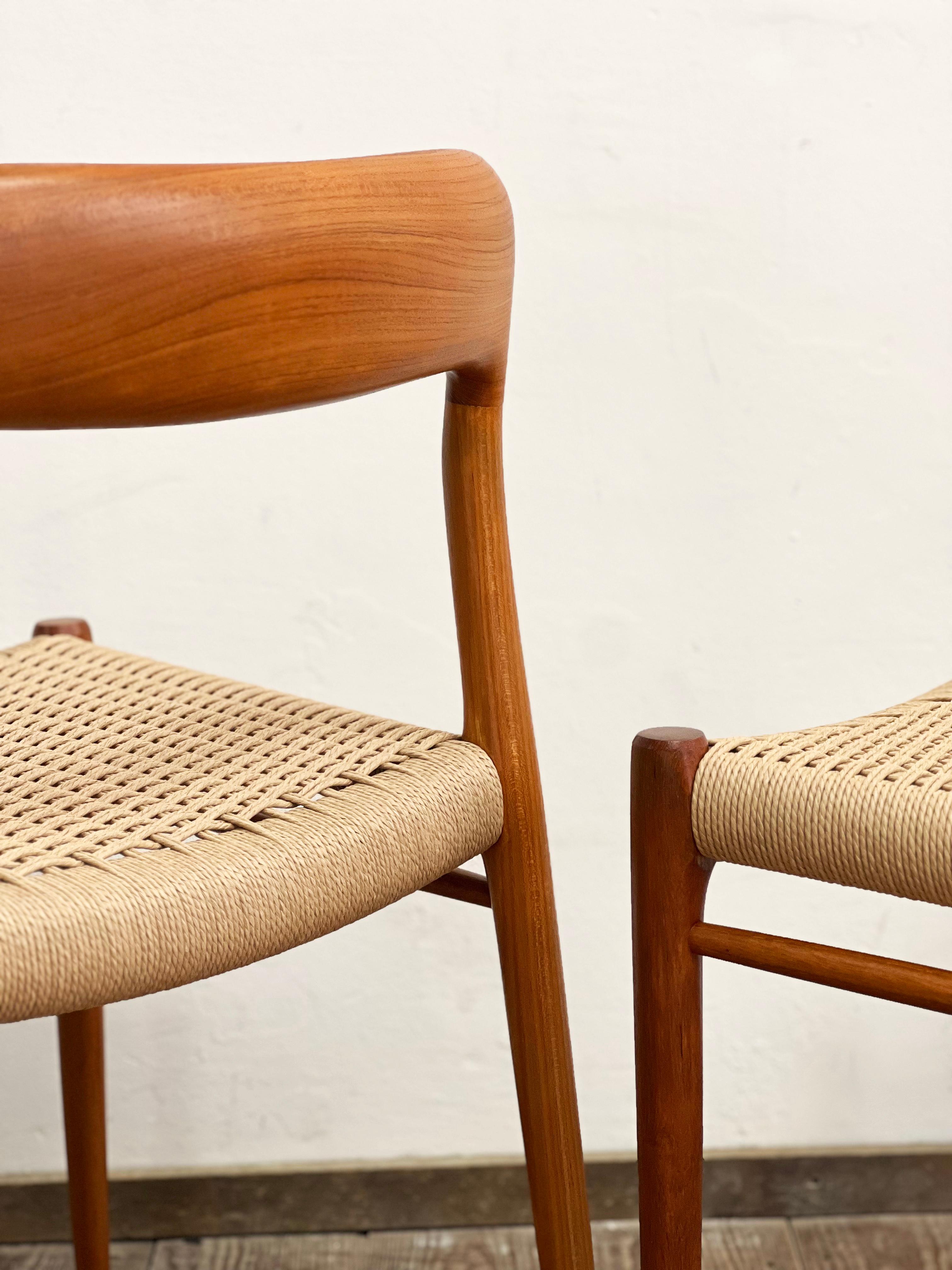 Mid-Century Teak Dining Chairs #75 by Niels O. Møller for J. L. Moller, Set of 2 For Sale 4