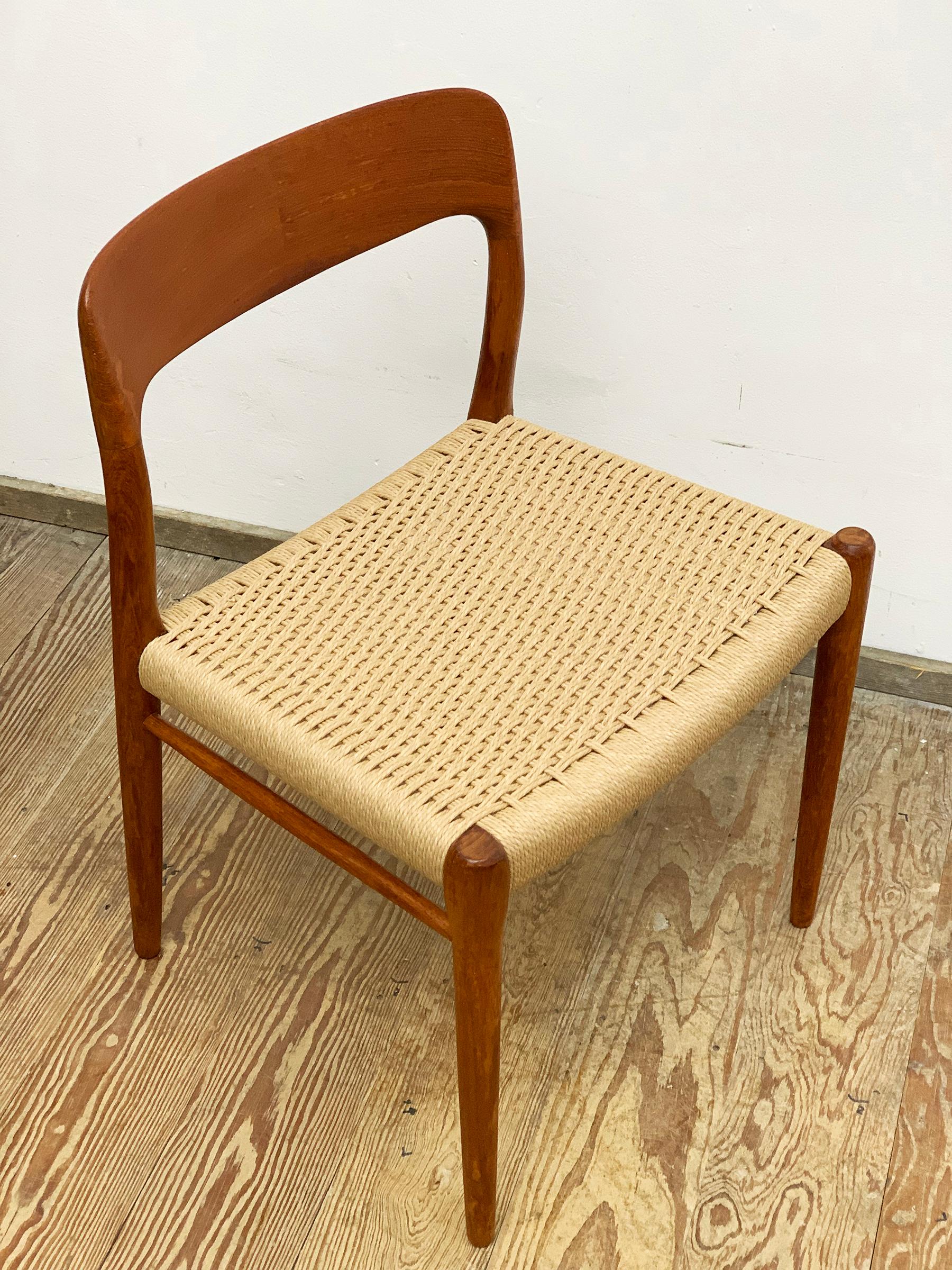 Mid-Century Teak Dining Chairs #75 by Niels O. Møller for J. L. Moller, Set of 2 For Sale 7