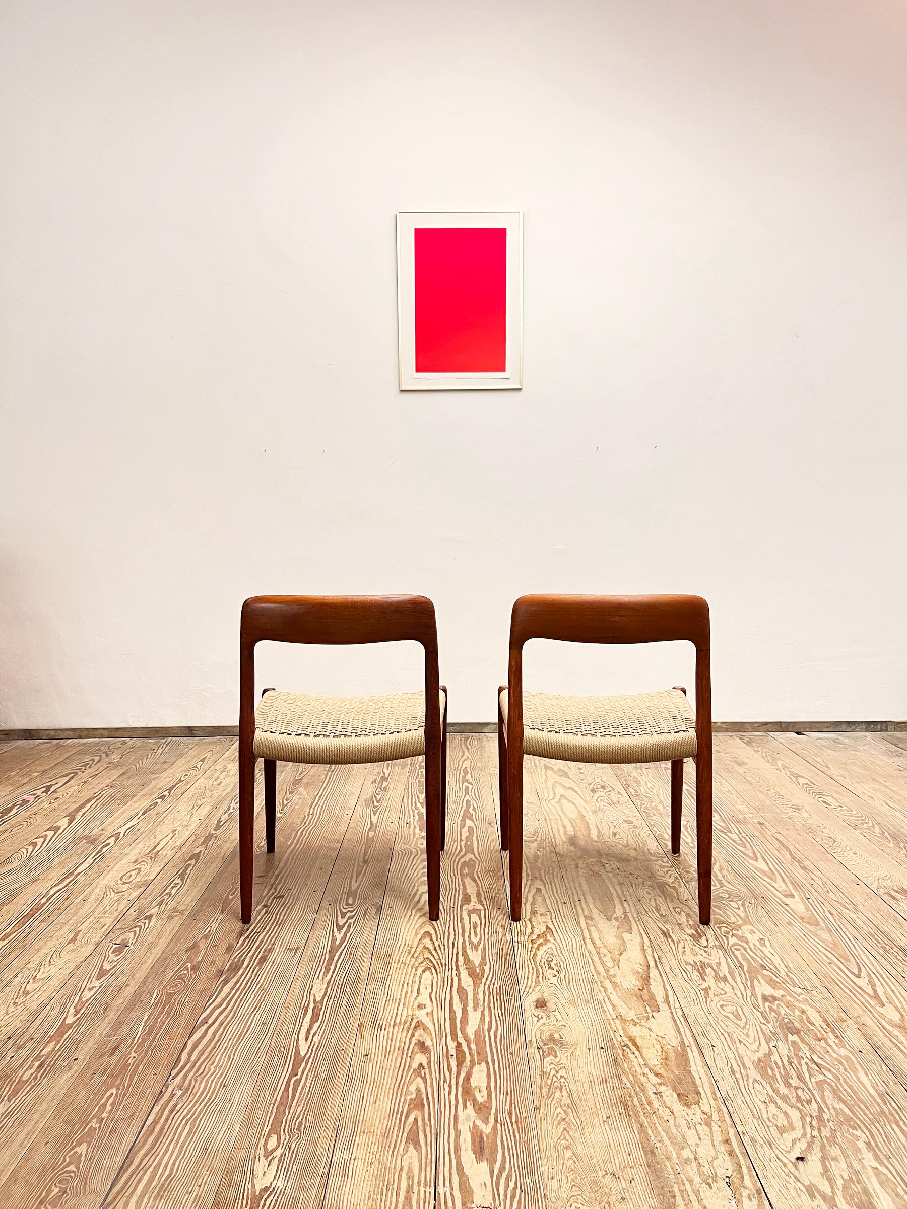 Mid-Century Modern Mid-Century Teak Dining Chairs #75 by Niels O. Møller for J. L. Moller, Set of 2 For Sale