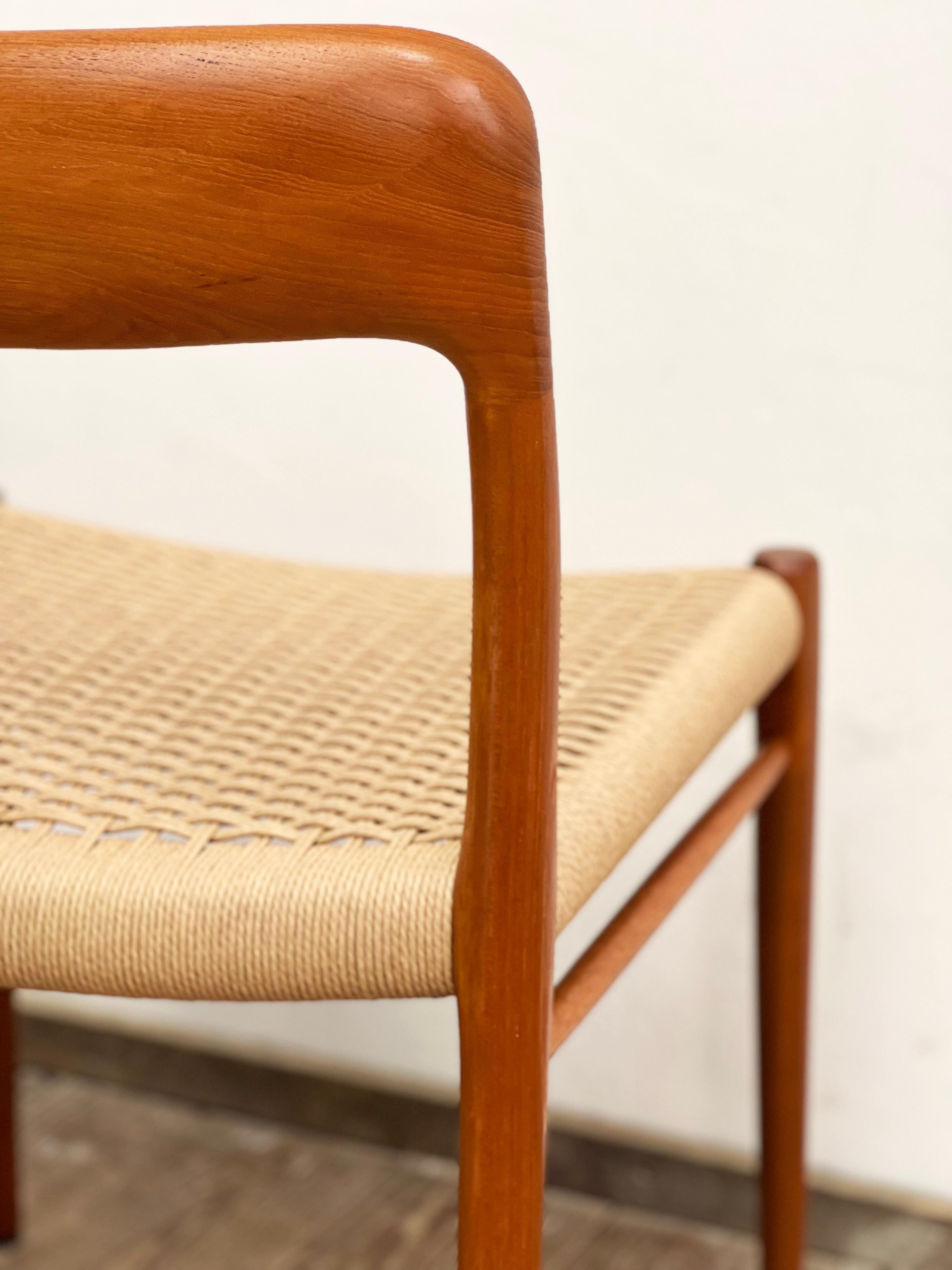 Mid-20th Century Mid-Century Teak Dining Chairs #75 by Niels O. Møller for J. L. Moller, Set of 2 For Sale
