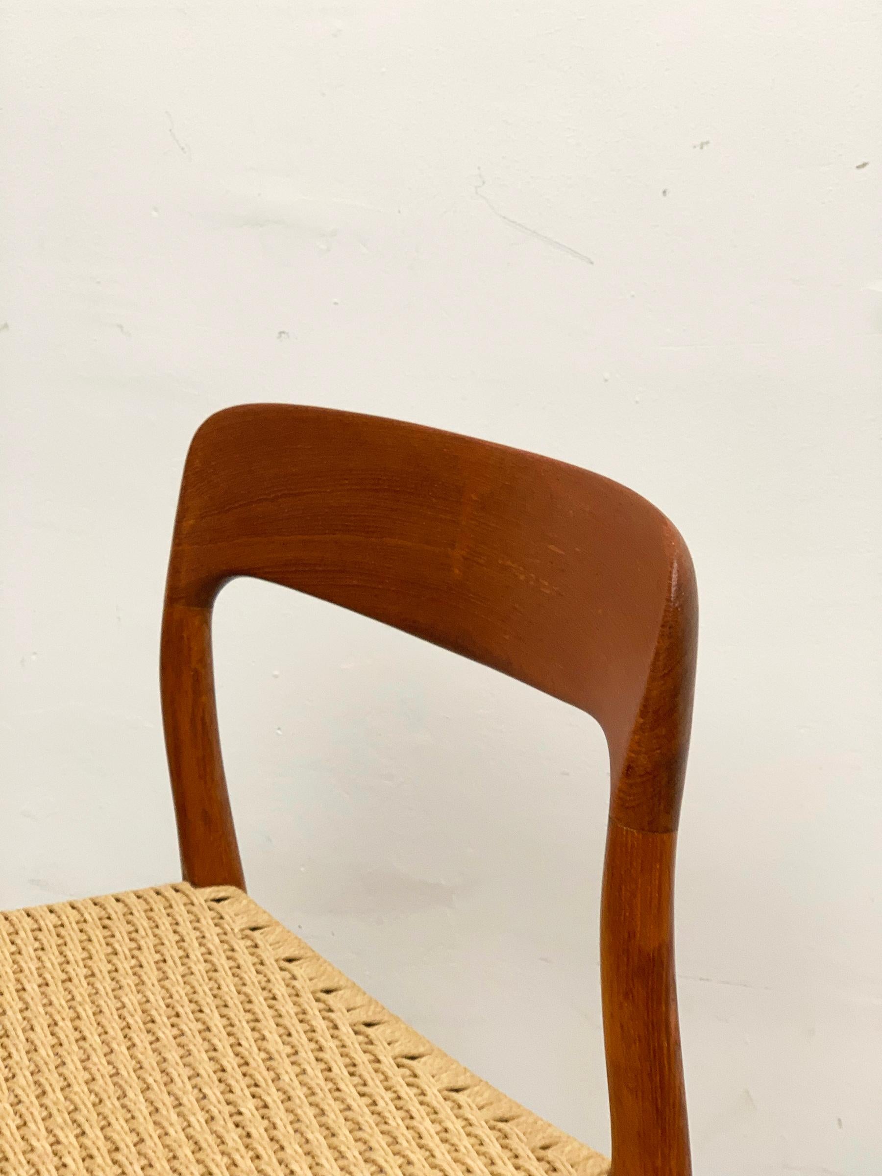 Mid-20th Century Mid-Century Teak Dining Chairs #75 by Niels O. Møller for J. L. Moller, Set of 2