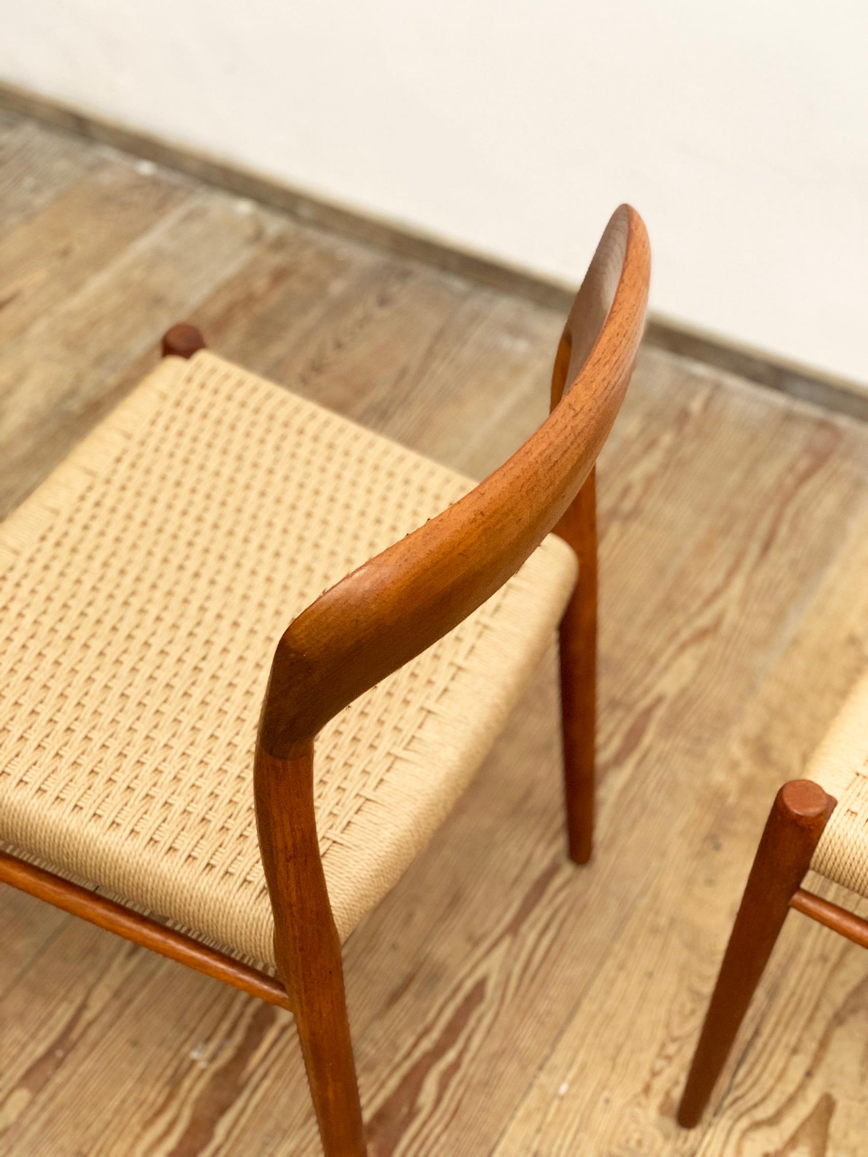Midcentury Teak Dining Chairs #75 by Niels O. Møller for J. L. Moller, Set of 4 For Sale 1