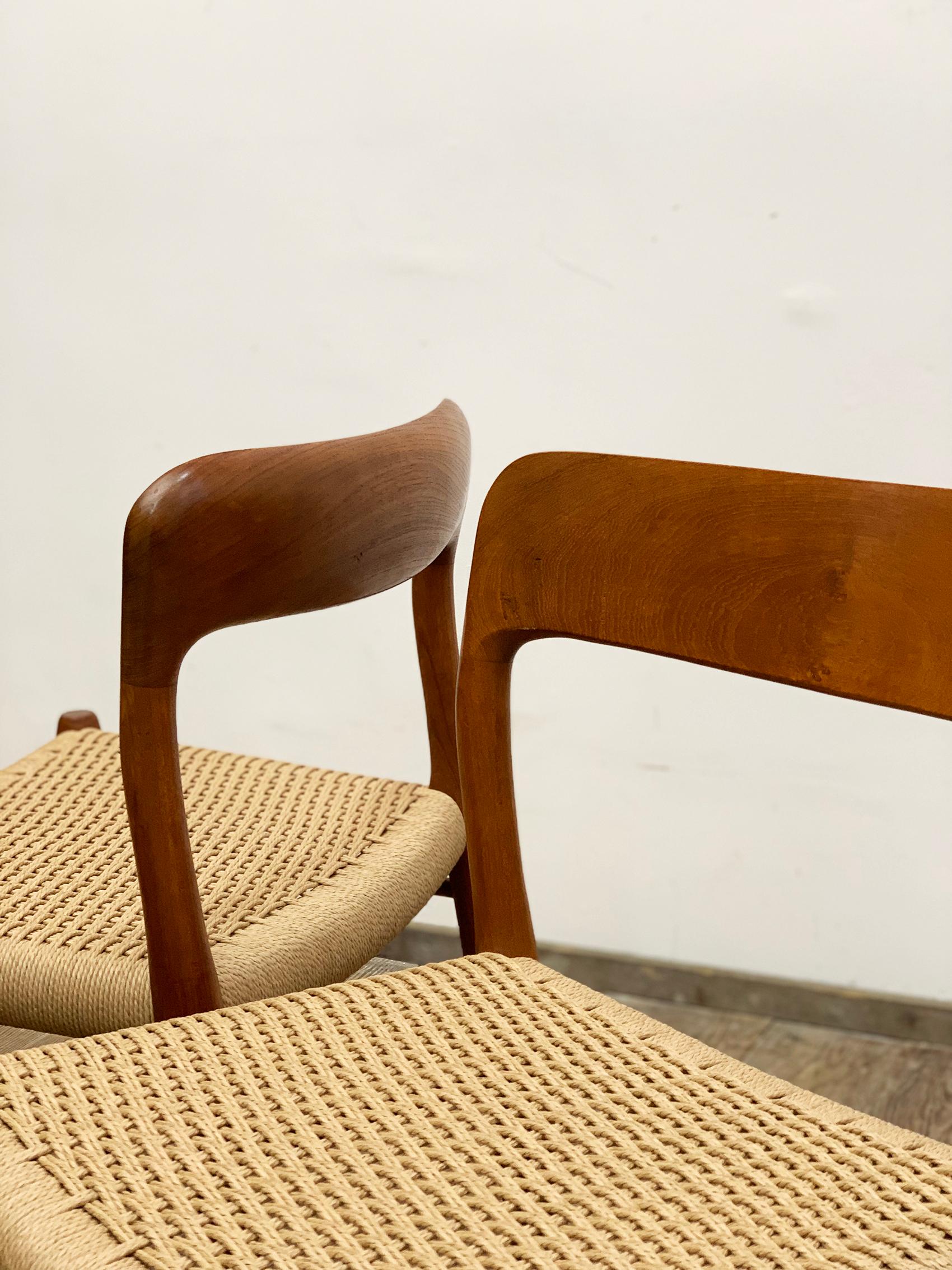 Midcentury Teak Dining Chairs #75 by Niels O. Møller for J. L. Moller, Set of 4 In Good Condition For Sale In München, Bavaria