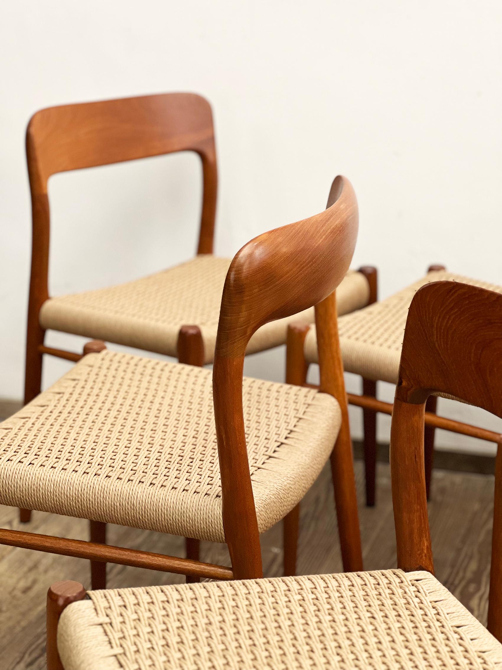 Mid-20th Century Mid Century Teak Dining Chairs #75 by Niels O. Møller for J. L. Moller, Set of 6
