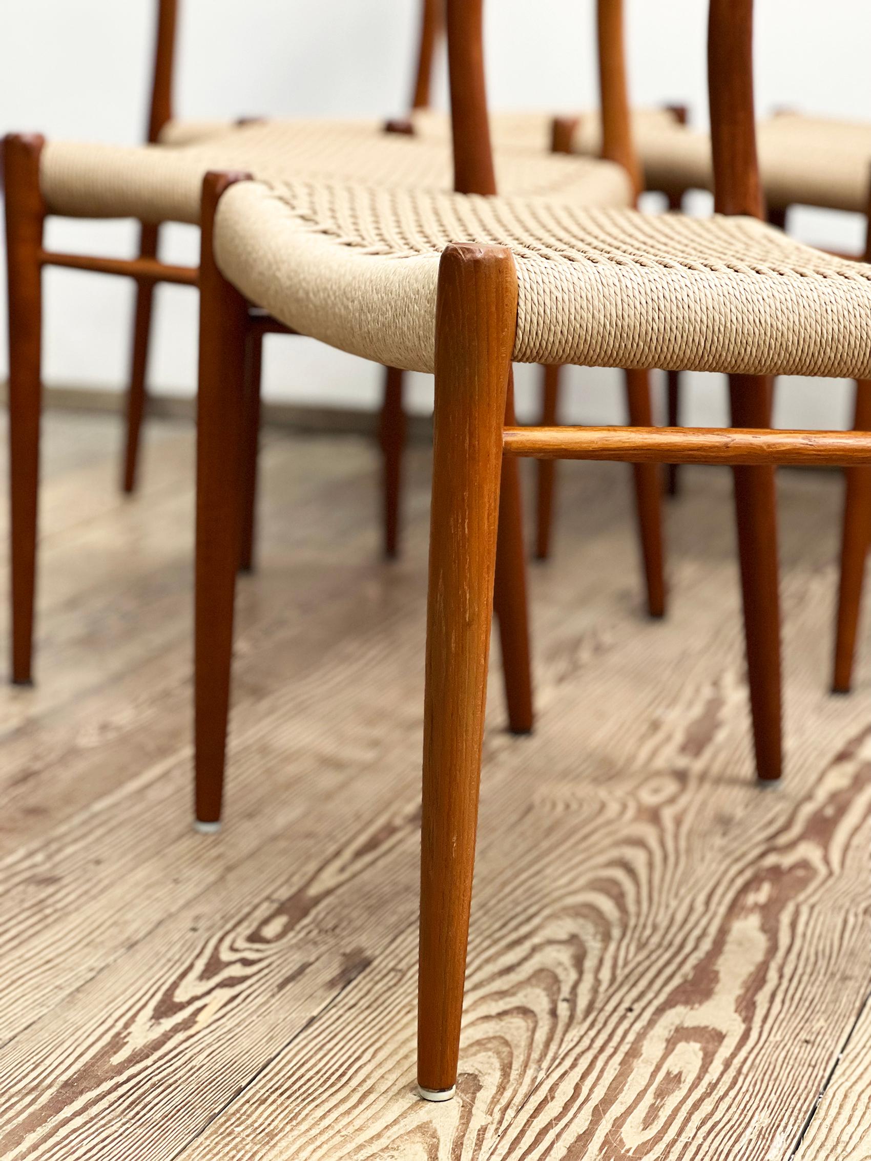 Mid Century Teak Dining Chairs #75 by Niels O. Møller for J. L. Moller, Set of 6 1