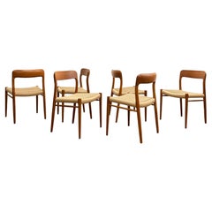 Mid Century Teak Dining Chairs #75 by Niels O. Møller for J. L. Moller, Set of 6