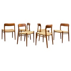 Mid century Teak Dining Chairs #75 by Niels O. Møller for J. L. Moller, Set of 6