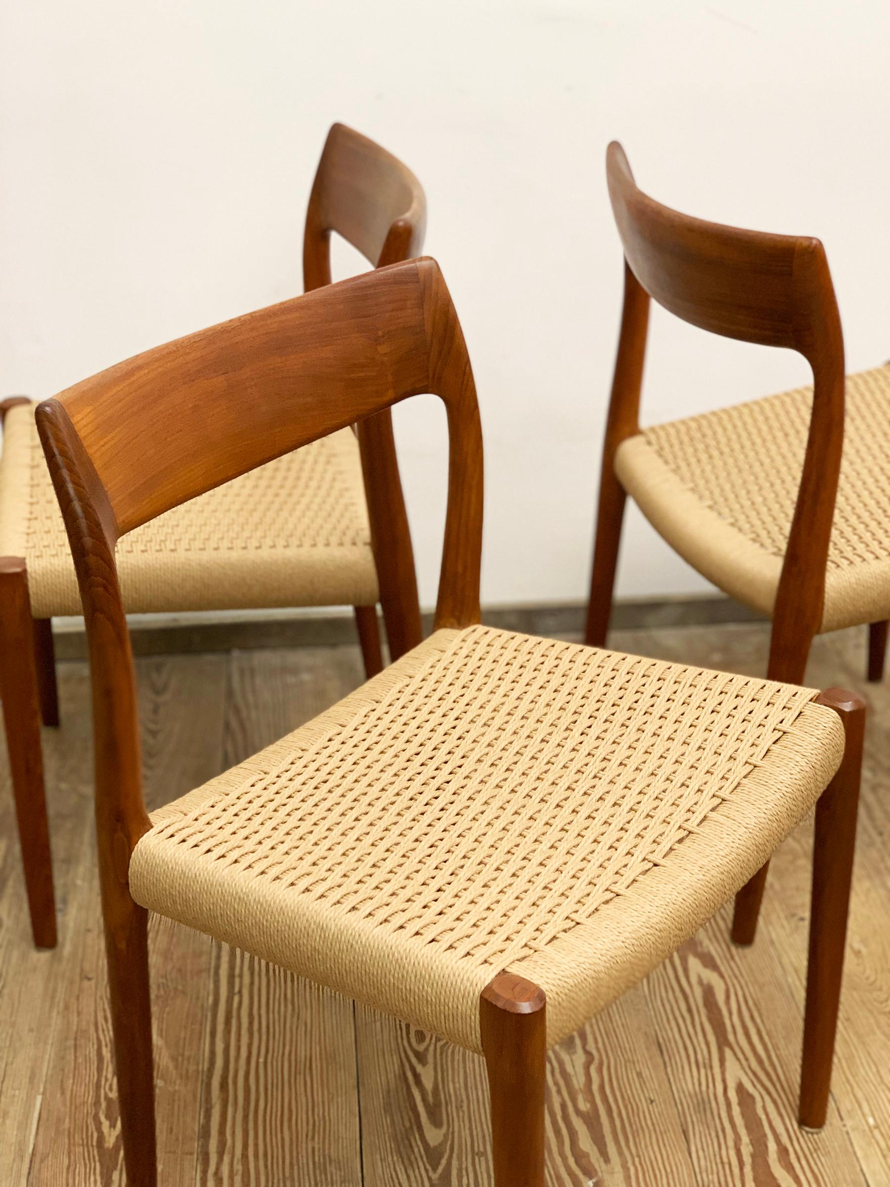 Mid-Century Teak Dining Chairs #77 by Niels O. Møller for J. L. Moller, Set of 4 4