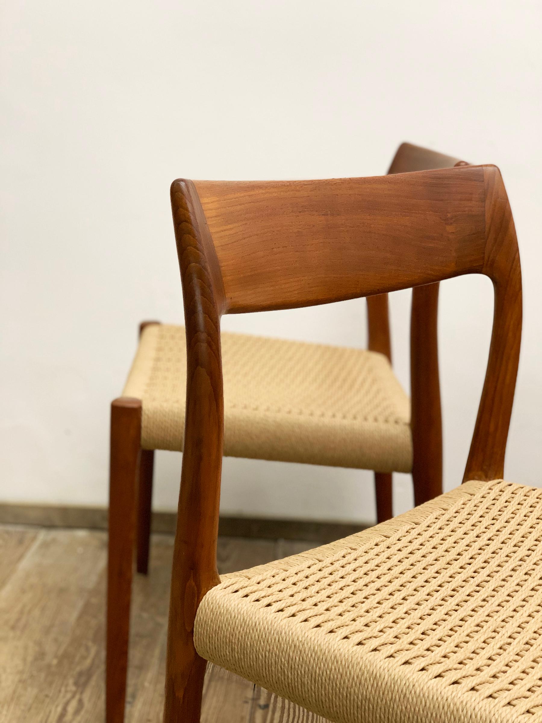 Mid-Century Teak Dining Chairs #77 by Niels O. Møller for J. L. Moller, Set of 4 5