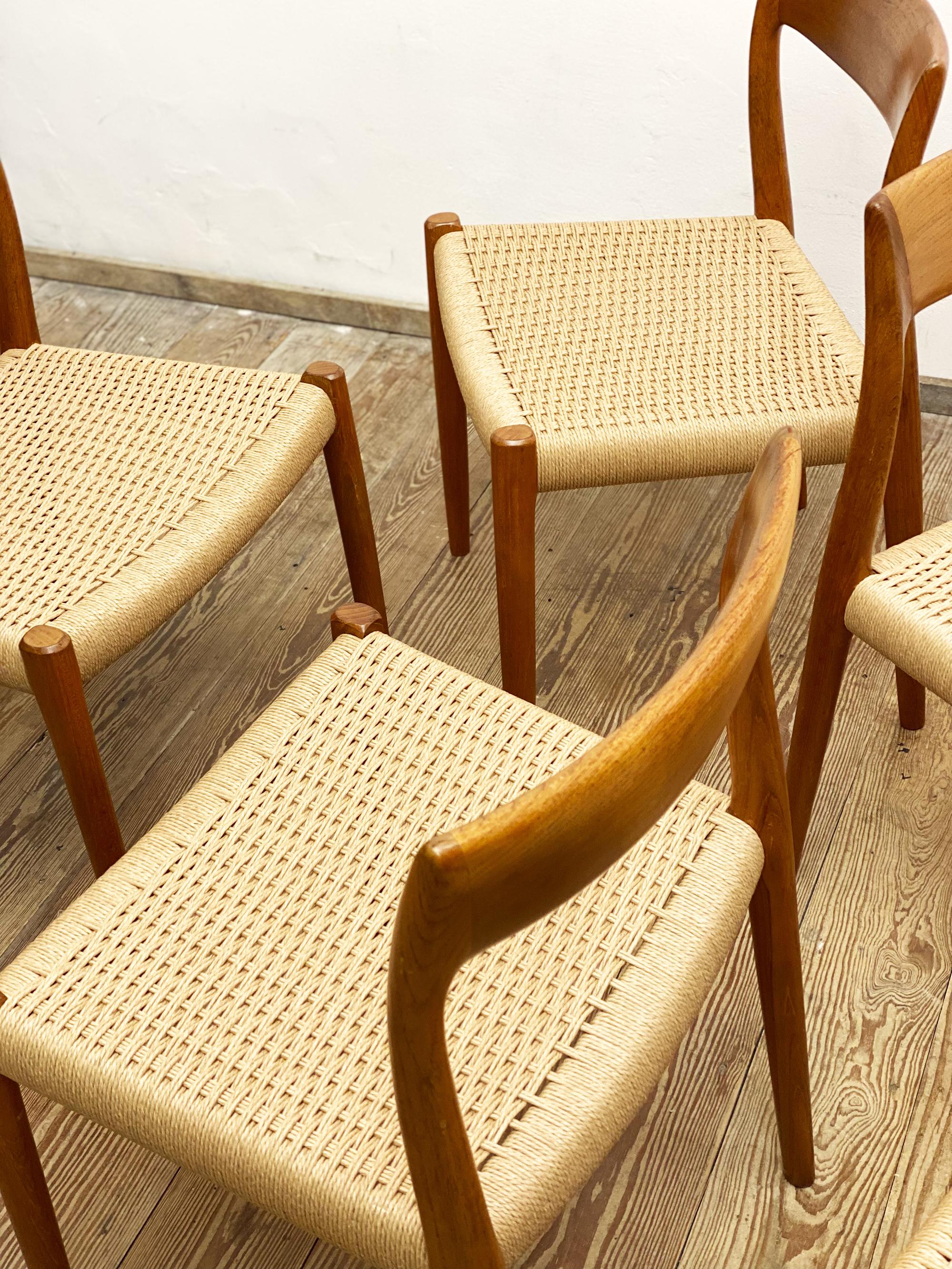 Mid-Century Teak Dining Chairs #77 by Niels O. Møller for J. L. Moller, Set of 6 3