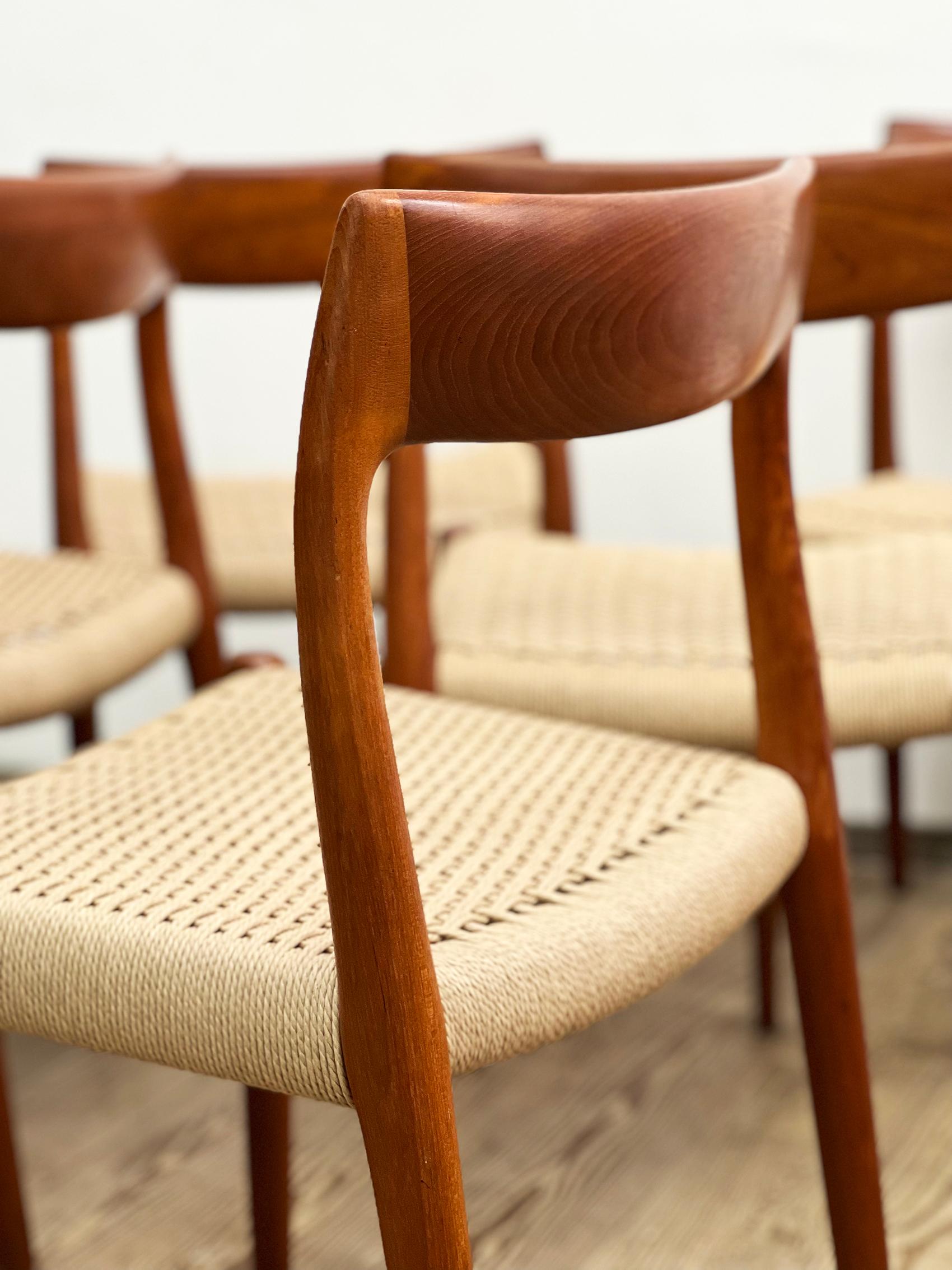 Mid-Century Teak Dining Chairs #77 by Niels O. Møller for J. L. Moller, Set of 6 5