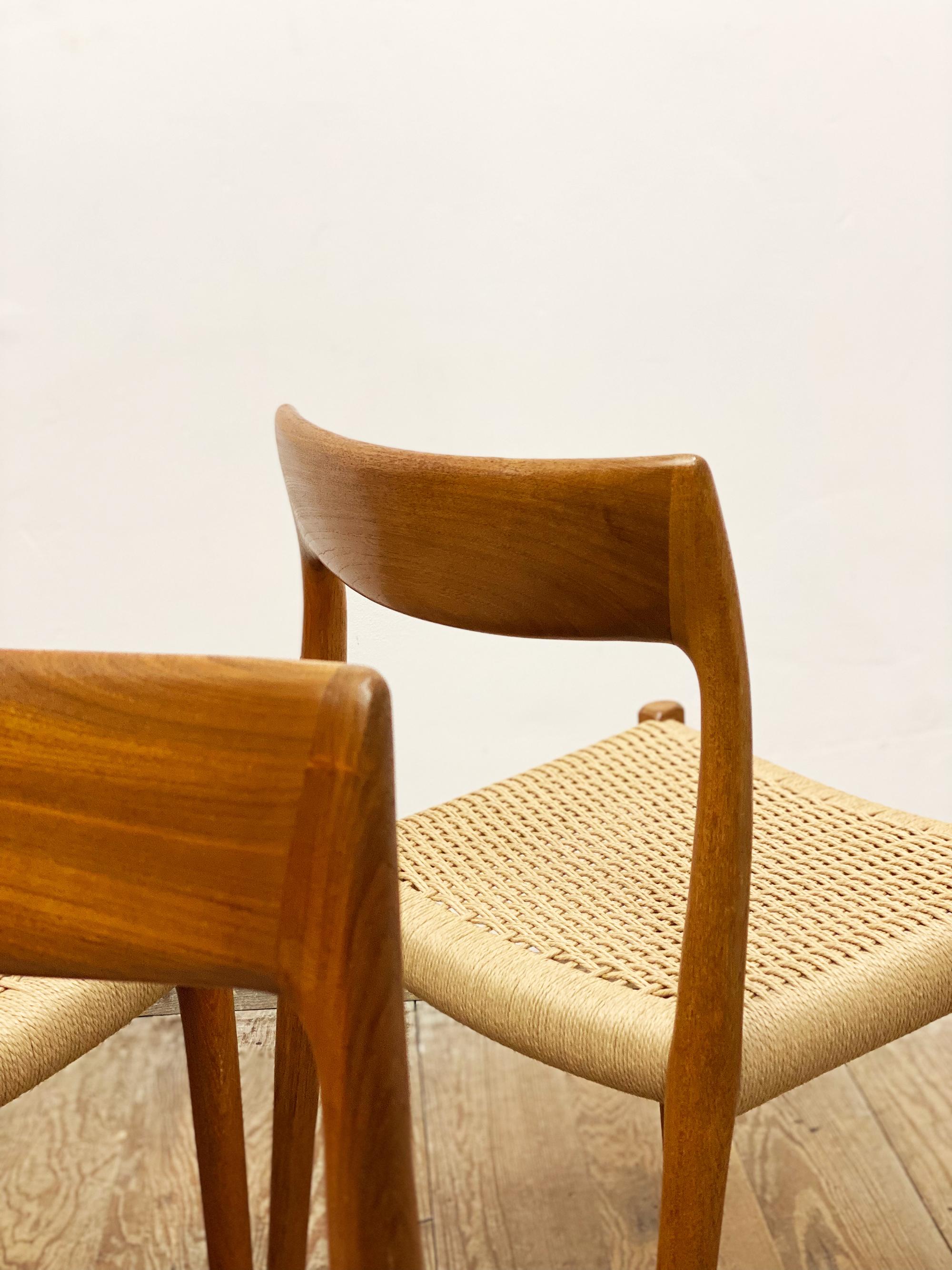 Mid-Century Teak Dining Chairs #77 by Niels O. Møller for J. L. Moller, Set of 6 1