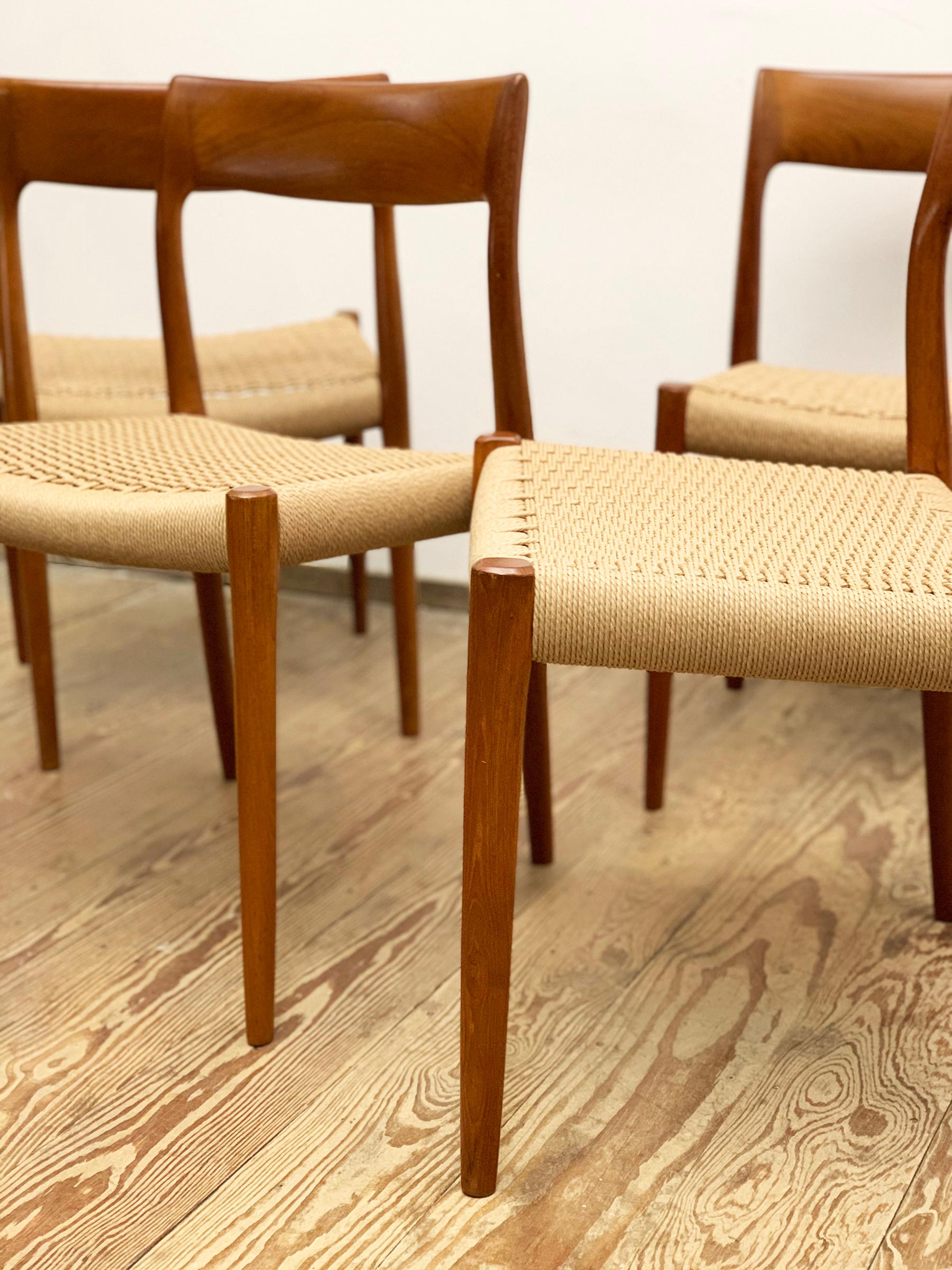 Mid-Century Teak Dining Chairs #77 by Niels O. Møller for J. L. Moller, Set of 6 1