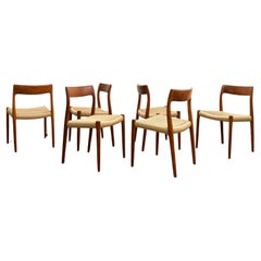 Teak-Esszimmerstühle #77 von Niels O. Møller für J. L. Moller, 6-teilig, Mitte des Jahrhunderts