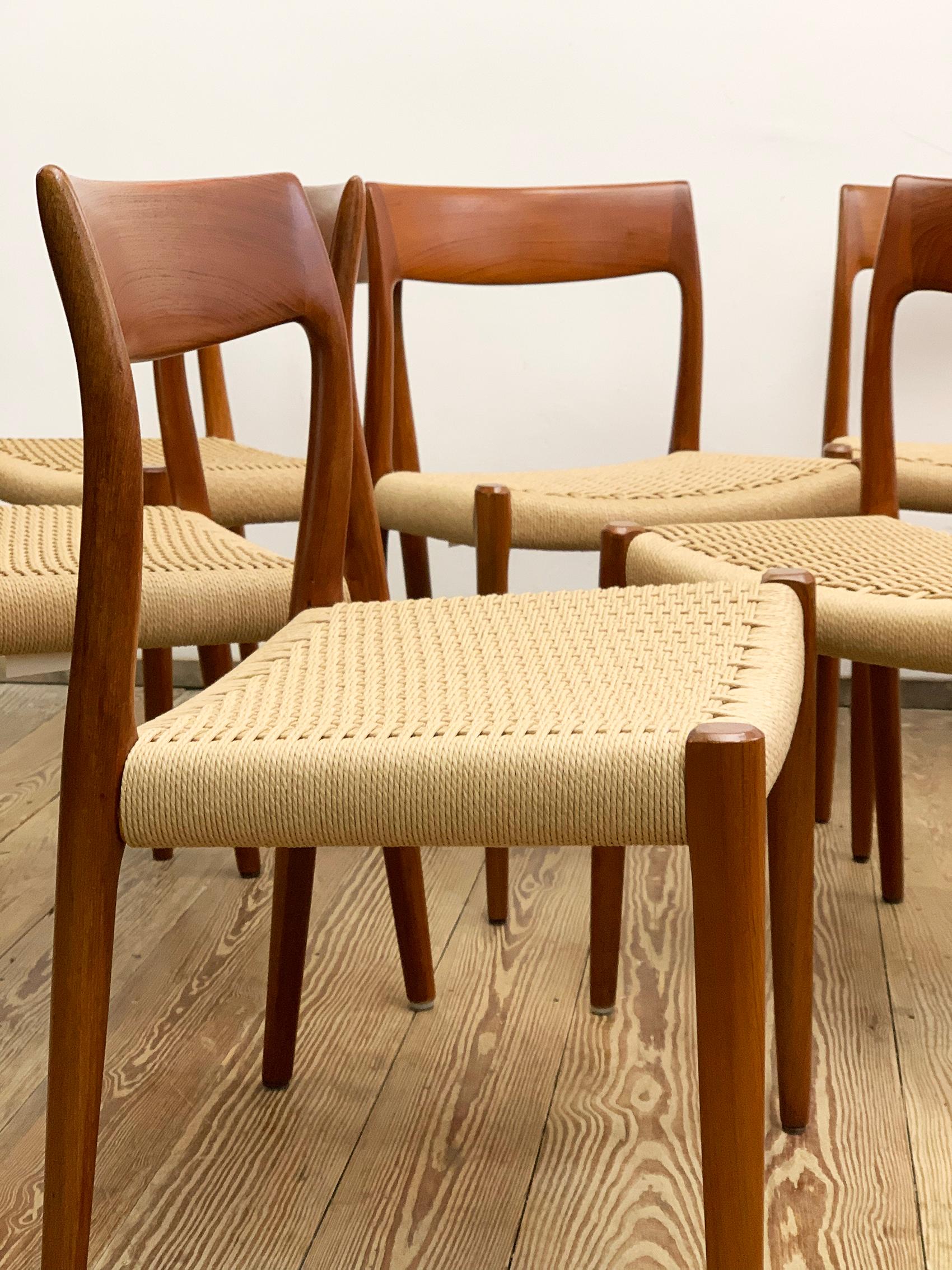 Midcentury Teak Dining Chairs #77 by Niels O. Møller for J. L. Moller, Set of 8 In Good Condition In München, Bavaria
