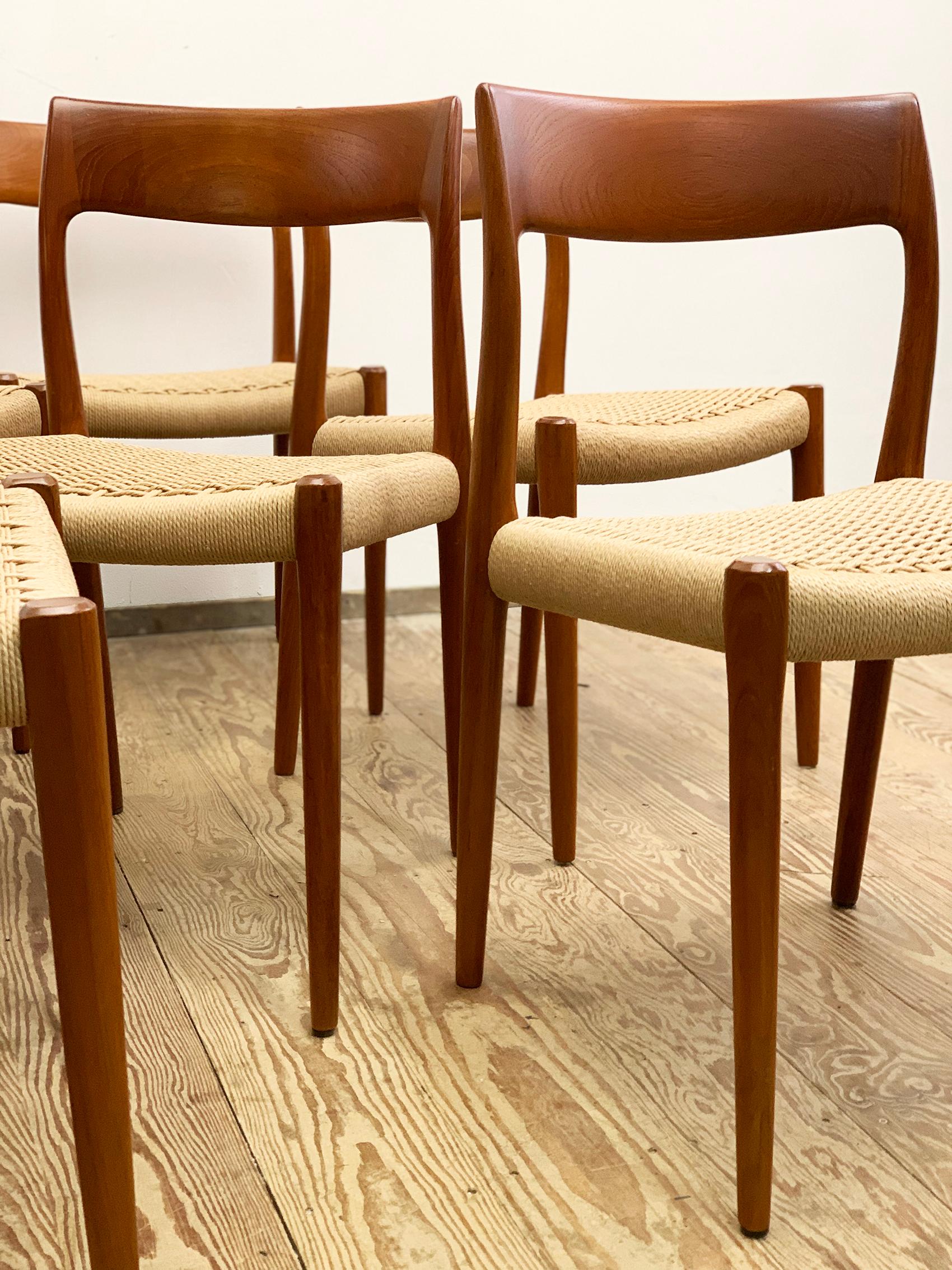 Mid-20th Century Midcentury Teak Dining Chairs #77 by Niels O. Møller for J. L. Moller, Set of 8