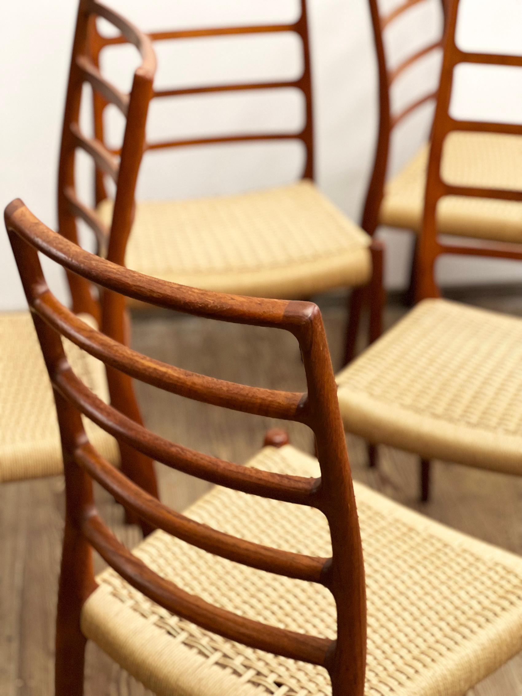 Midcentury Teak Dining Chairs #82 by Niels O. Møller for J. L. Moller, Set of 6 In Good Condition In München, Bavaria
