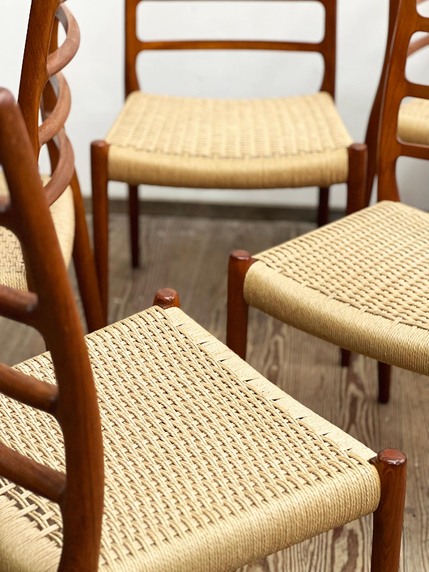 Late 20th Century Midcentury Teak Dining Chairs #82 by Niels O. Møller for J. L. Moller, Set of 6