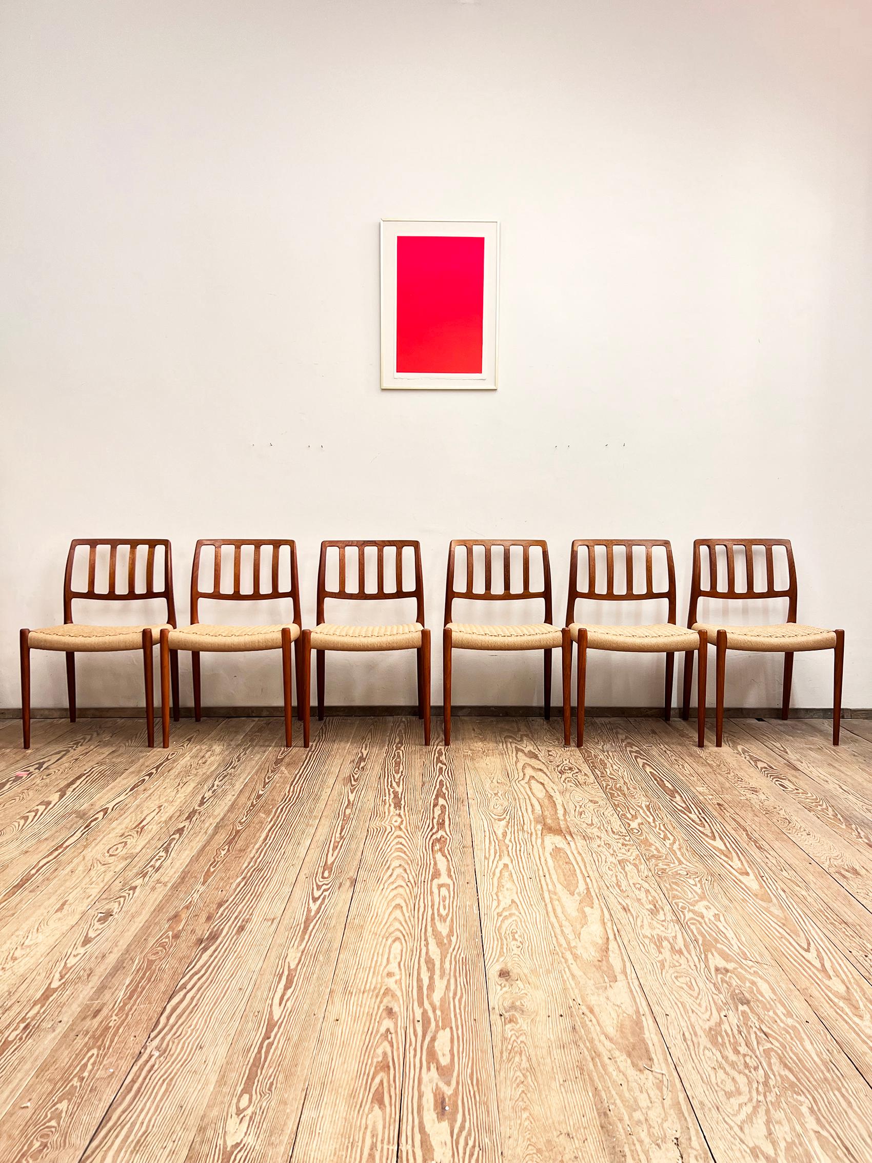 Danish Midcentury Teak Dining Chairs #83 by Niels O. Møller for J. L. Moller, Set of 6