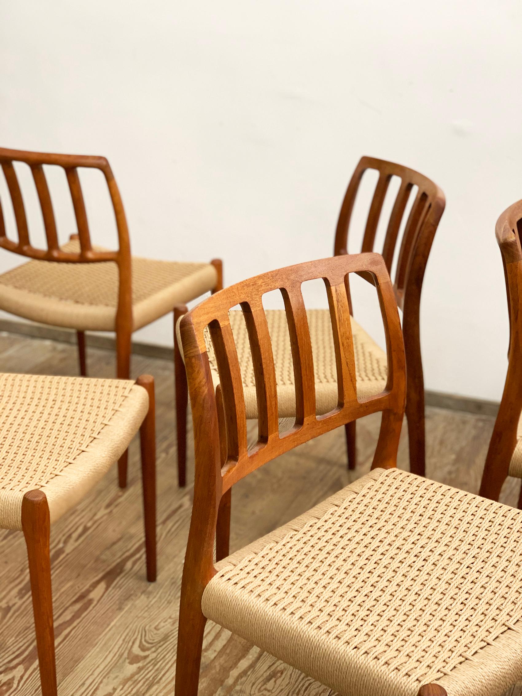 Late 20th Century Midcentury Teak Dining Chairs #83 by Niels O. Møller for J. L. Moller, Set of 6