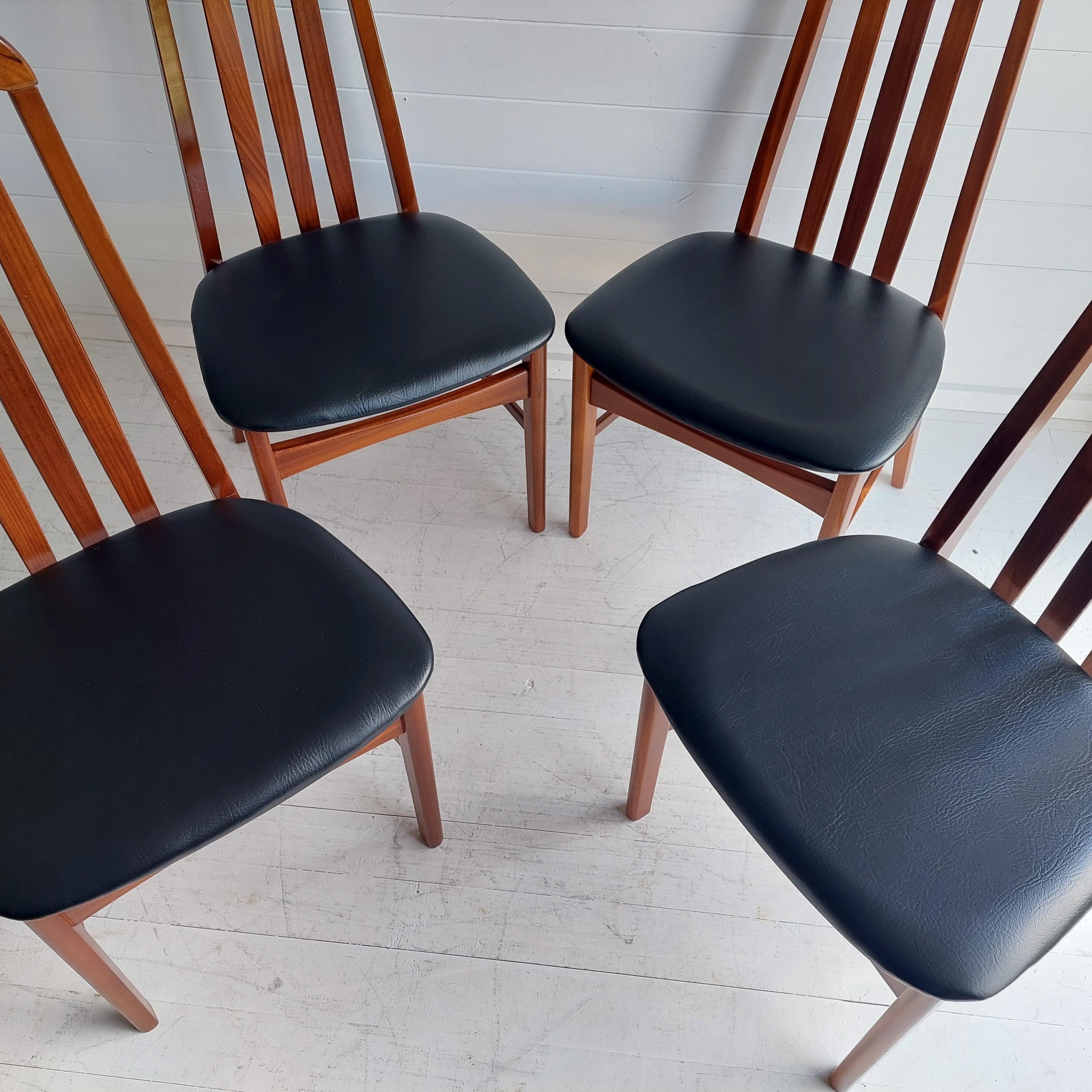 Mid-Century Modern Mid entury Teak Dining Chairs by Jentique Niels Koefoed Style, 1970s Set of 4