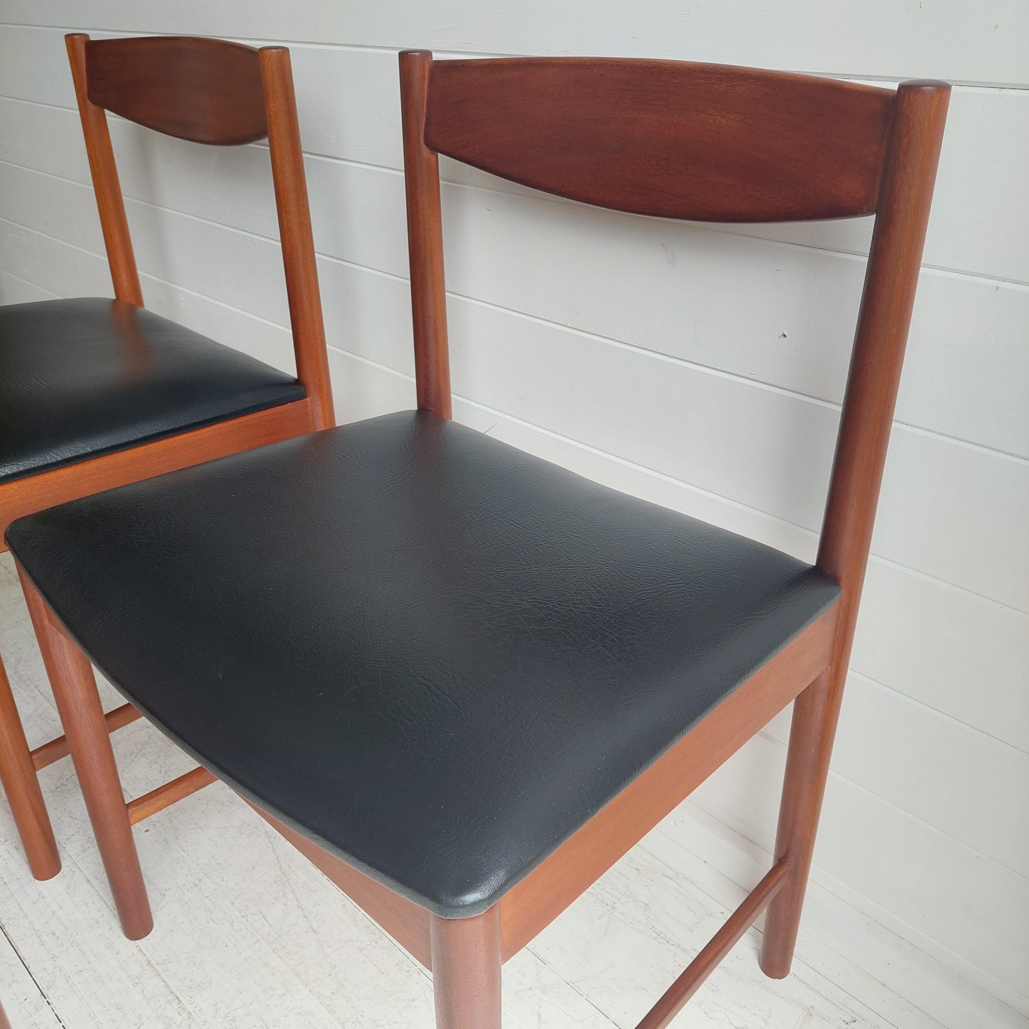 Faux Leather Mid Century Teak Dining Chairs By McIntosh 1960s Set Of 4
