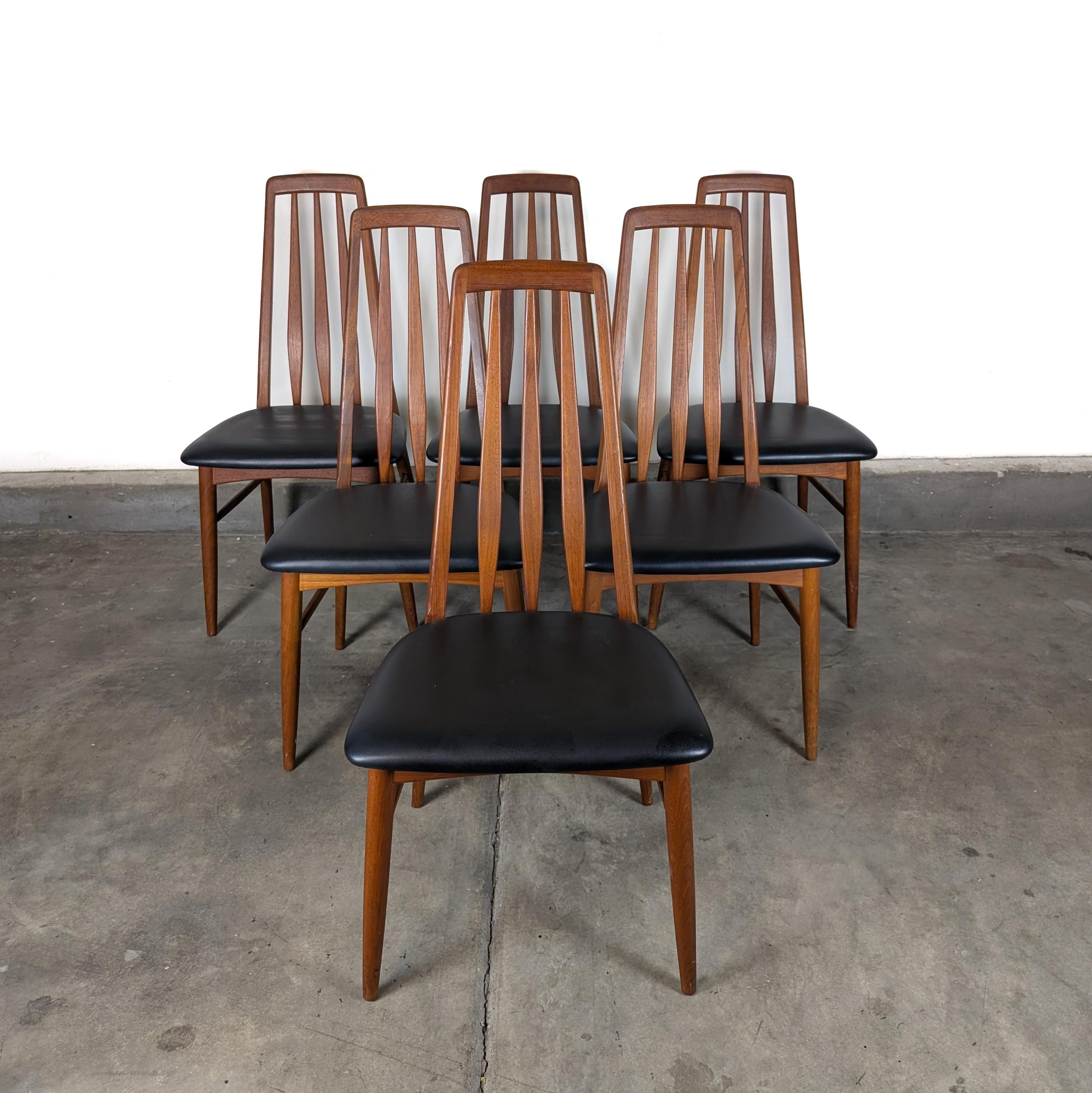 Holen Sie sich die dänische Design-Ikone in Ihr Zuhause mit diesem Set aus Teakholz-Esszimmerstühlen im Vintage-Stil aus der Mitte des Jahrhunderts, die der bekannte Möbeldesigner Niels Kofoed in den 1960er Jahren für Koefoeds Hornslet entworfen
