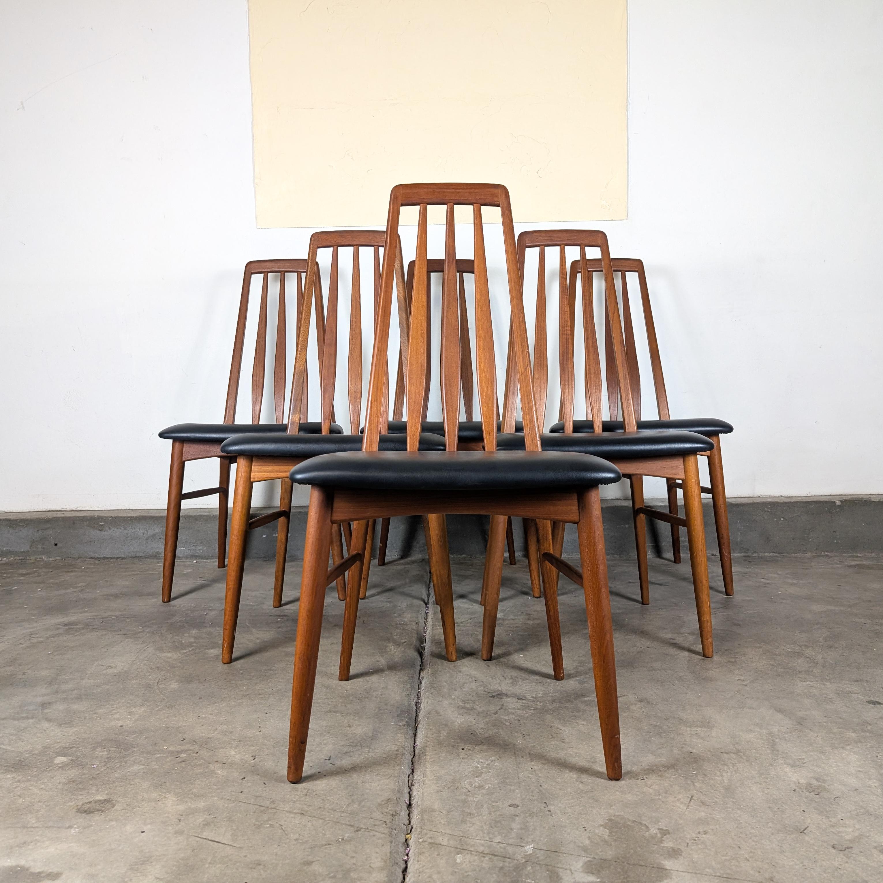 Mid Century Teak Esstisch Eva Stühle von Niels Kofoed für Koefoeds Hornslet, um 1960 (Moderne der Mitte des Jahrhunderts) im Angebot