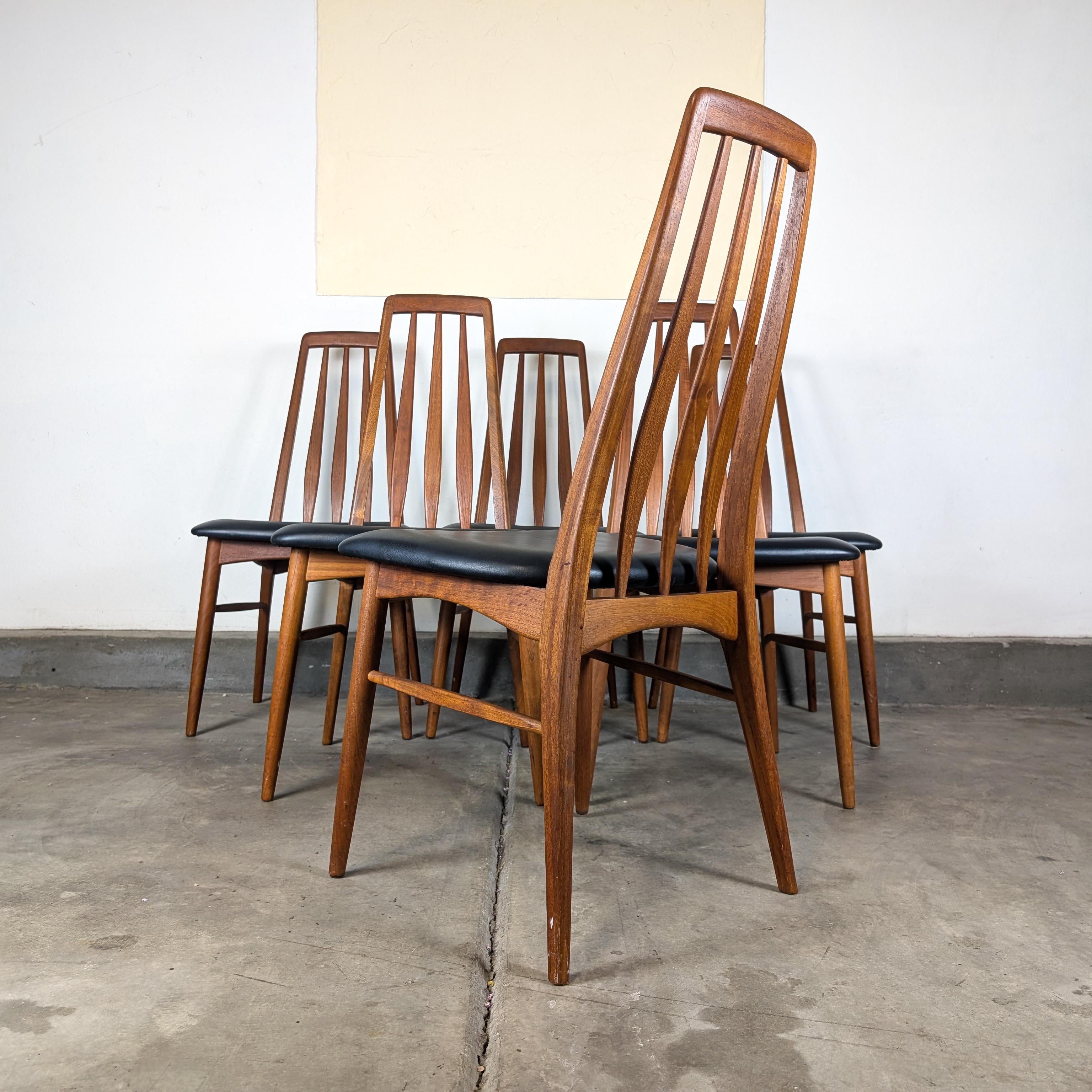 Mid Century Teak Esstisch Eva Stühle von Niels Kofoed für Koefoeds Hornslet, um 1960 (Mitte des 20. Jahrhunderts) im Angebot