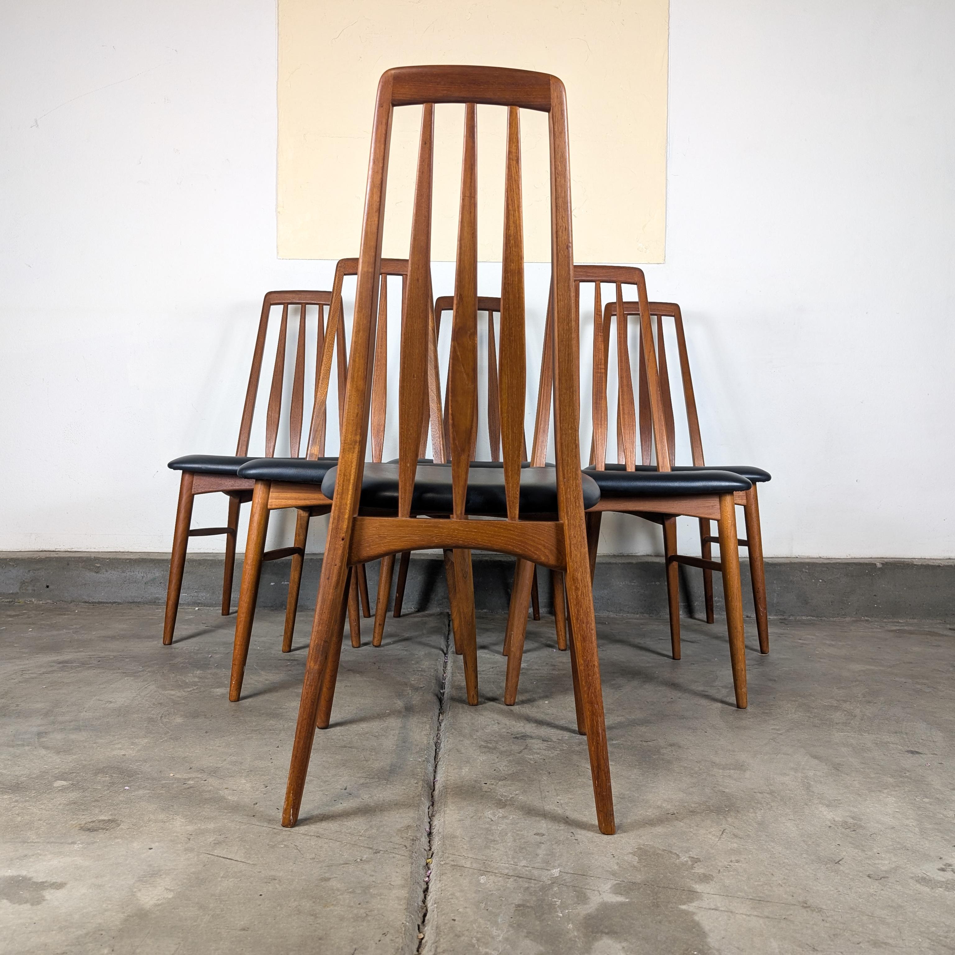 Mid Century Teak Esstisch Eva Stühle von Niels Kofoed für Koefoeds Hornslet, um 1960 (Teakholz) im Angebot