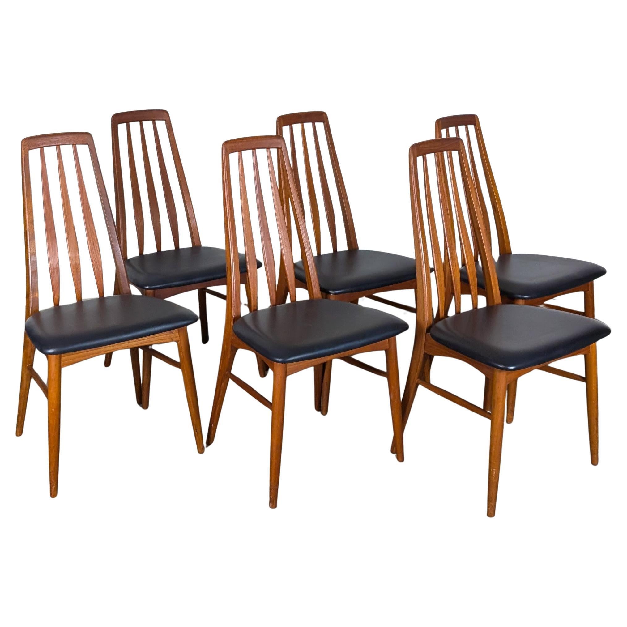 Mid Century Teak Esstisch Eva Stühle von Niels Kofoed für Koefoeds Hornslet, um 1960 im Angebot