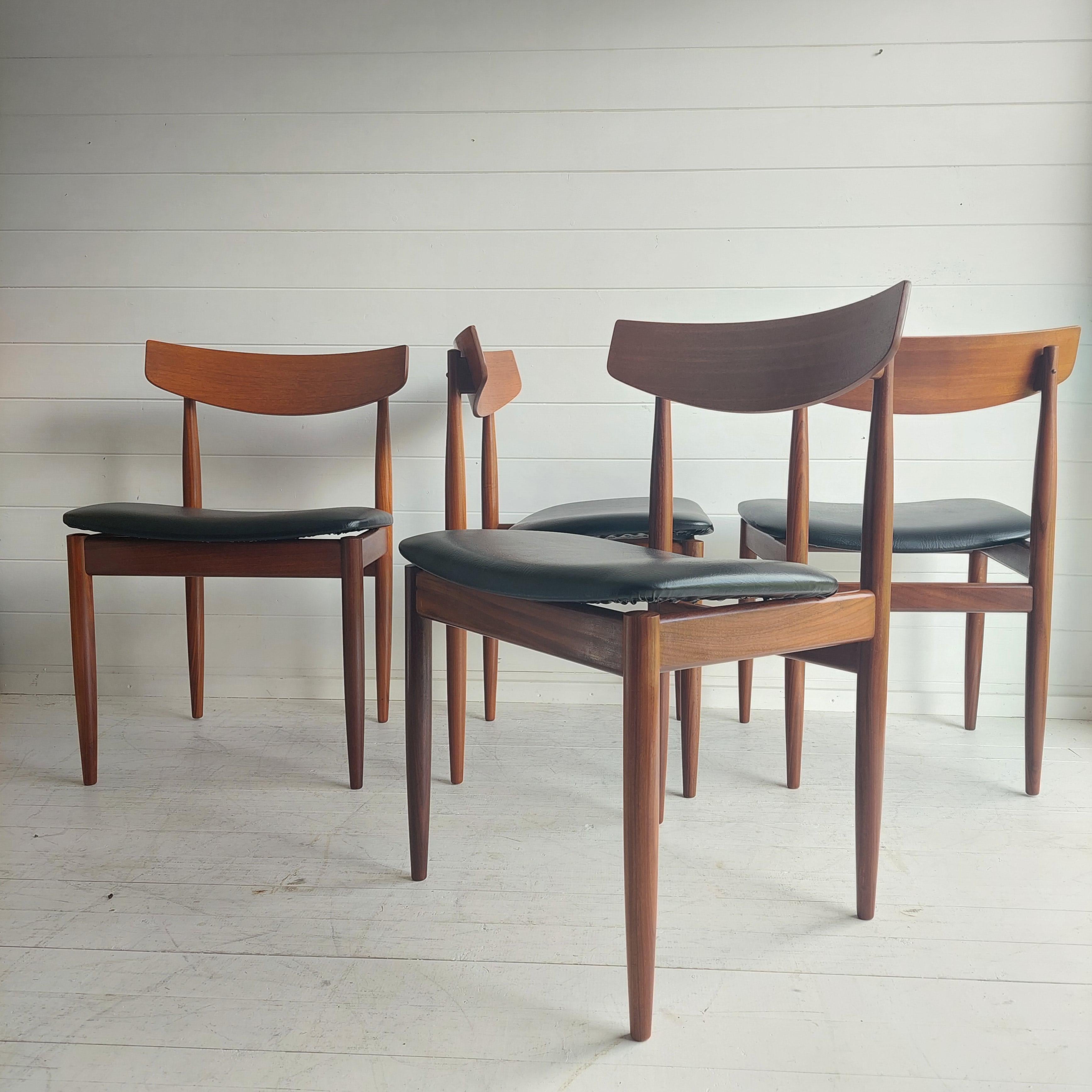 Midcentury Teak Dining Chairs Danish by Ib Kofod Larsen for G Plan Set of 4 In Good Condition In Leamington Spa, GB