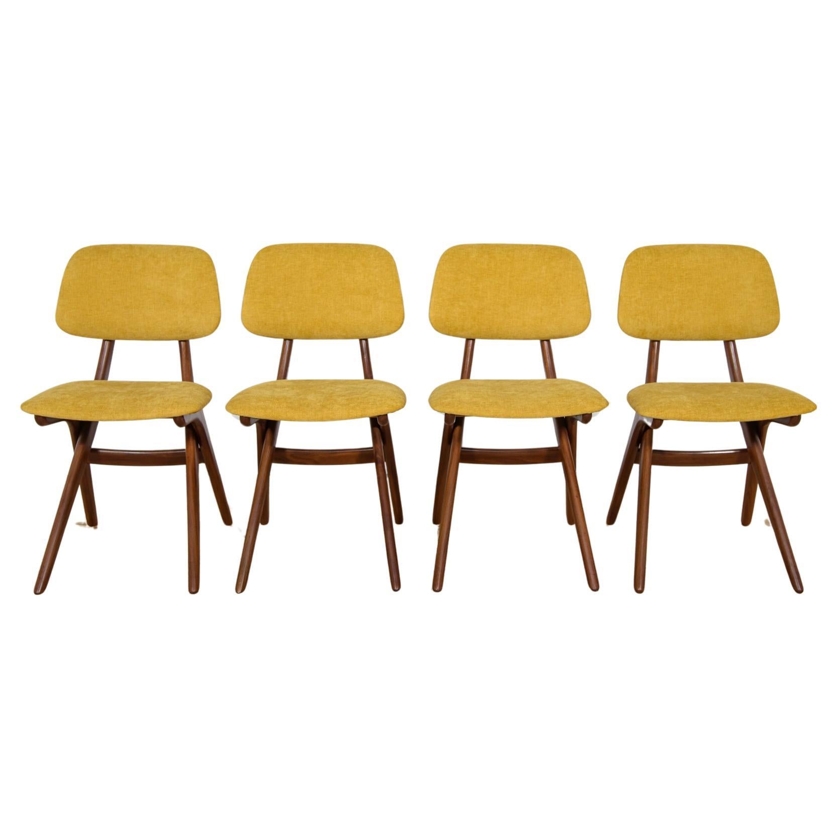 Mid-Century Teak Dining Chairs  Scissor by Louis van Teefelen for Wébé.