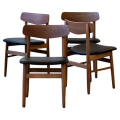 Mid-century teak dining chairs, set of 4, Denmark, 1960s