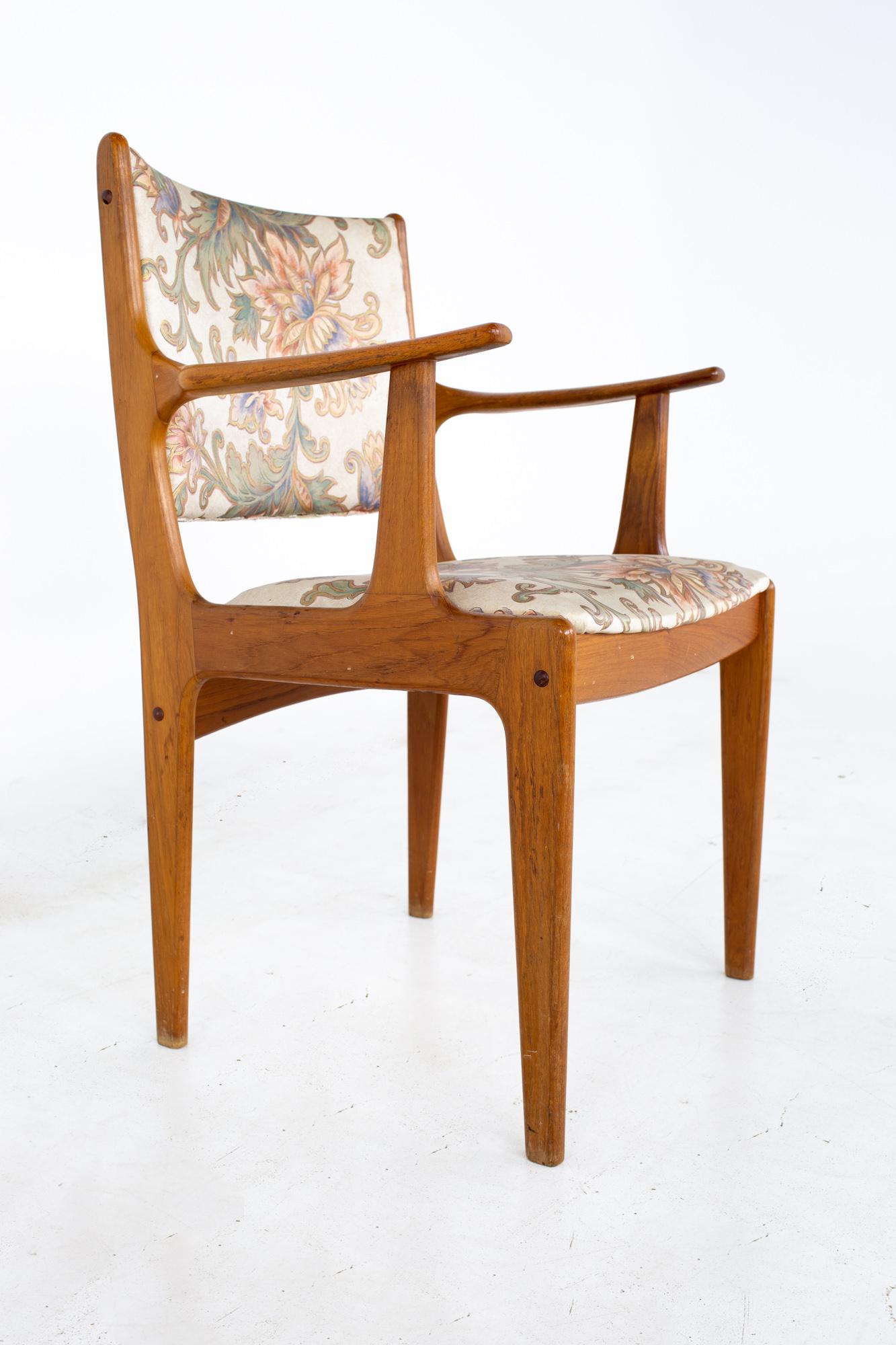 Upholstery Mid Century Teak Dining Chairs, Set of 5 For Sale