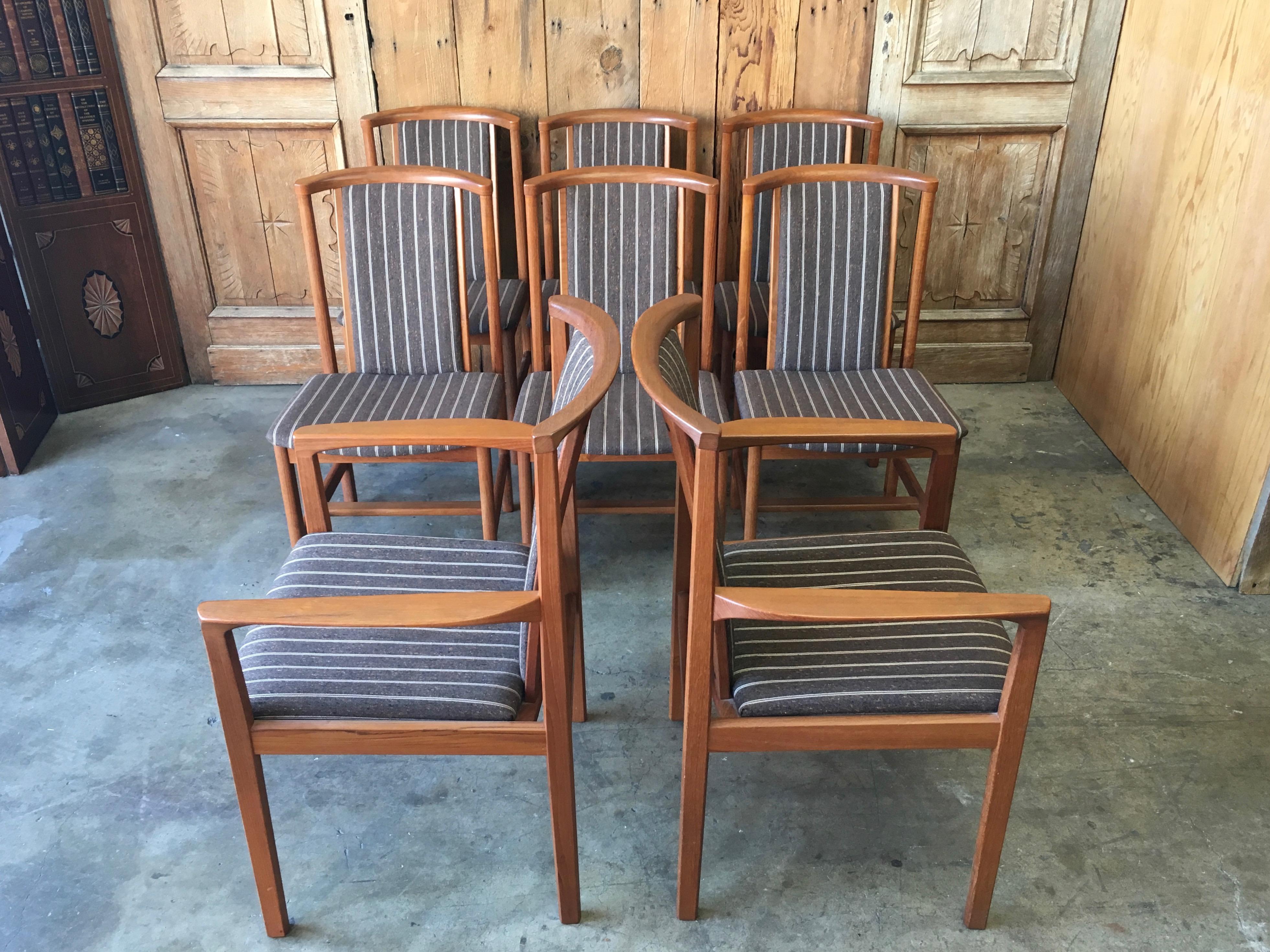 20th Century Mid Century Teak Dining Chairs Set of Eight
