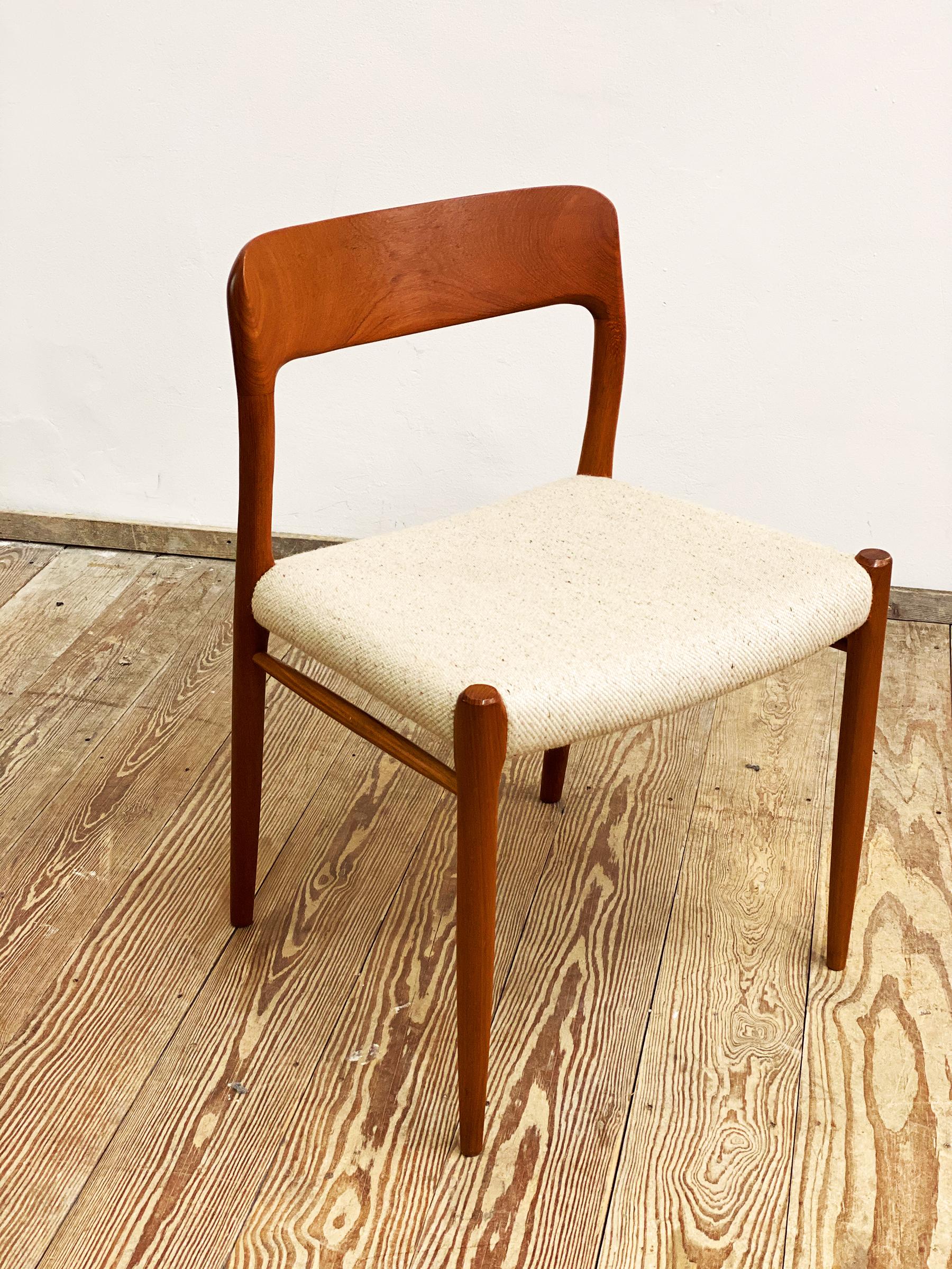 Mid-Century Teak Dining or Side Chair #75 by Niels O. Møller for J. L. Moller In Good Condition In München, Bavaria
