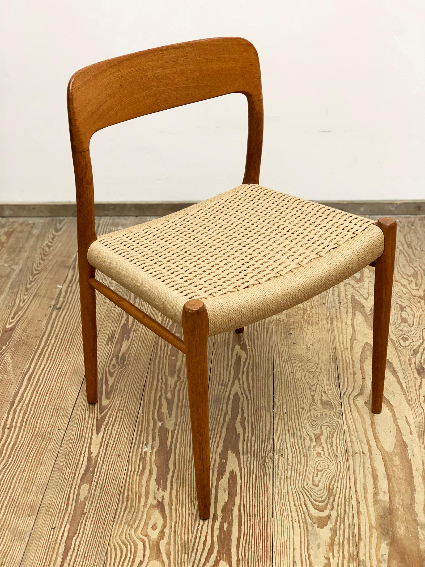 Danish Mid-Century Teak Dining or Side Chair #75 by Niels O. Møller for J. L. Moller For Sale