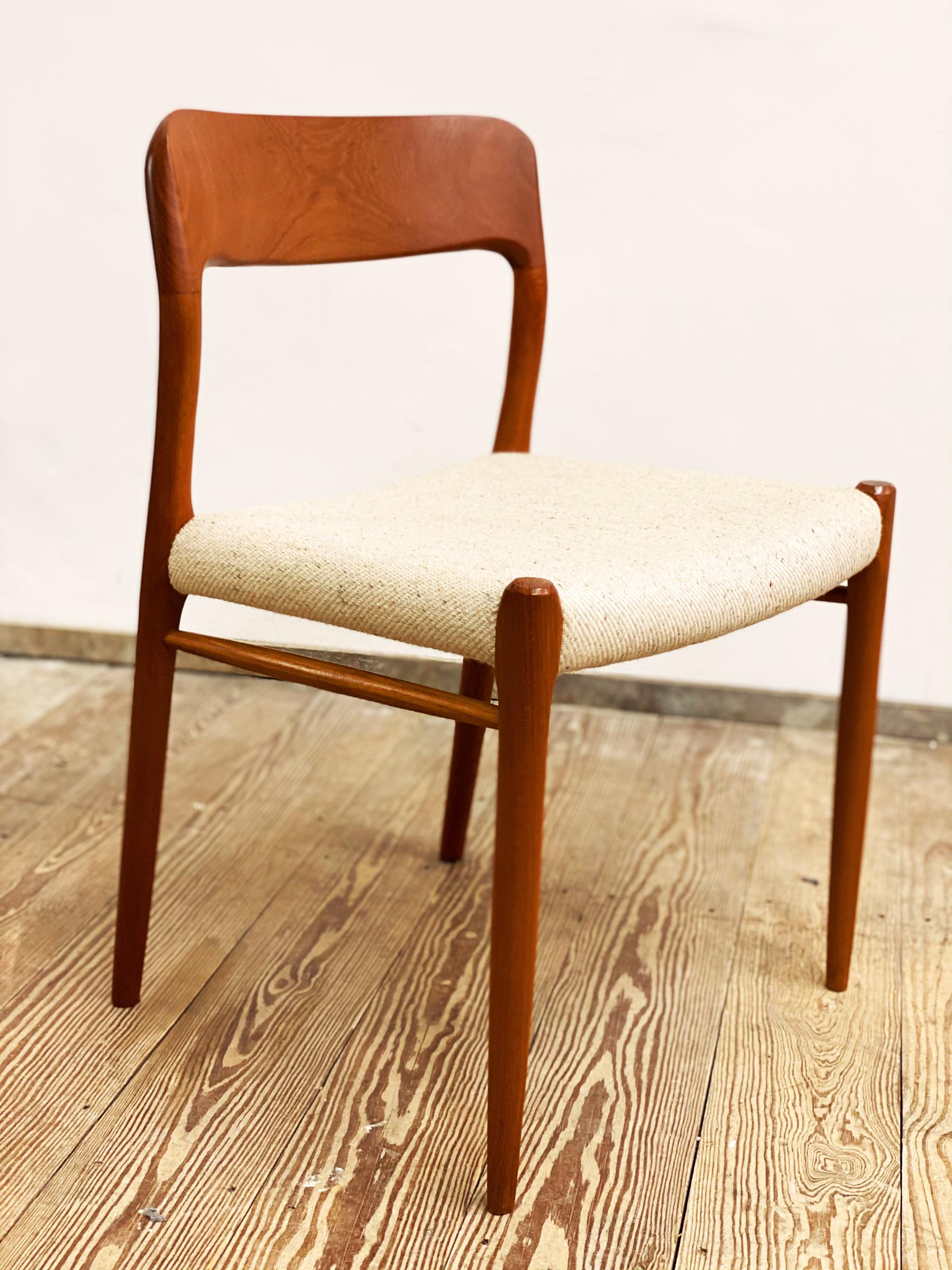 Mid-20th Century Mid-Century Teak Dining or Side Chair #75 by Niels O. Møller for J. L. Moller