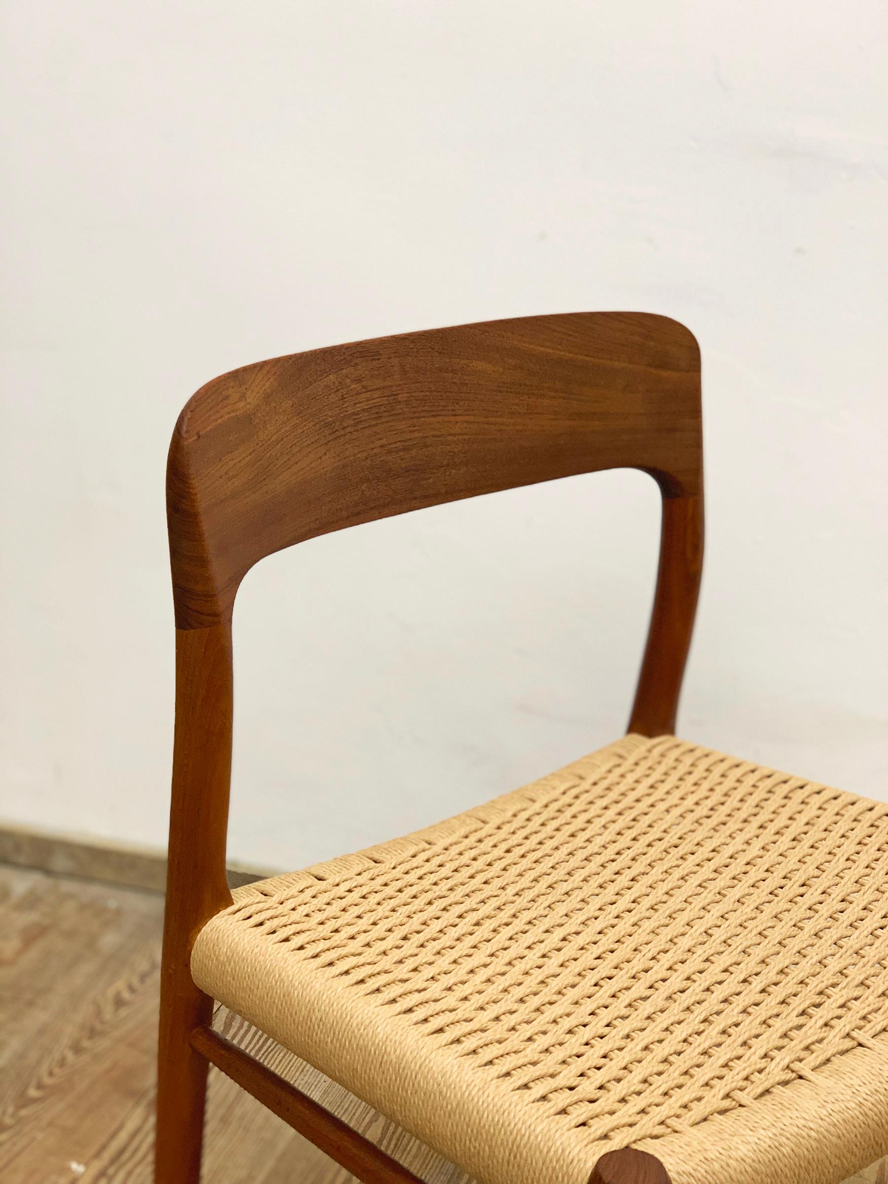 Mid-Century Teak Dining or Side Chair #75 by Niels O. Møller for J. L. Moller In Good Condition For Sale In München, Bavaria