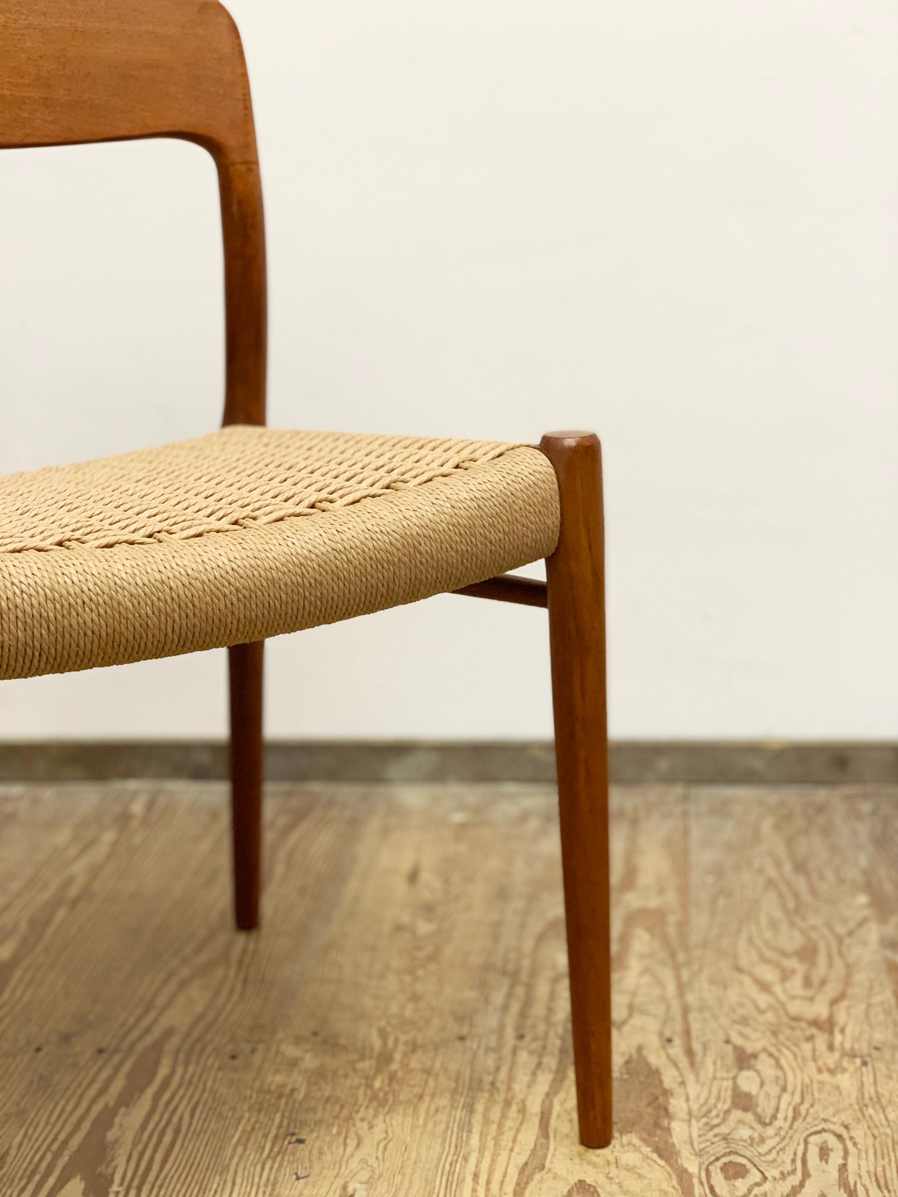 Mid-Century Teak Dining or Side Chair #75 by Niels O. Møller for J. L. Moller In Good Condition For Sale In München, Bavaria