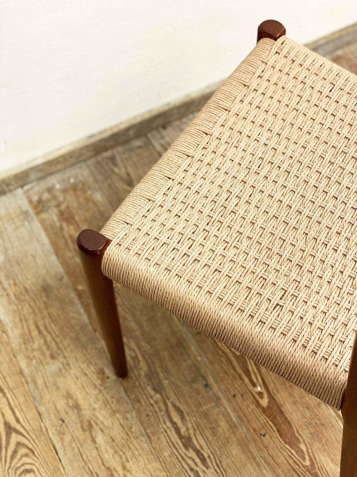 Papercord Mid-Century Teak Dining or Side Chair #77 by Niels O. Møller for J. L. Moller