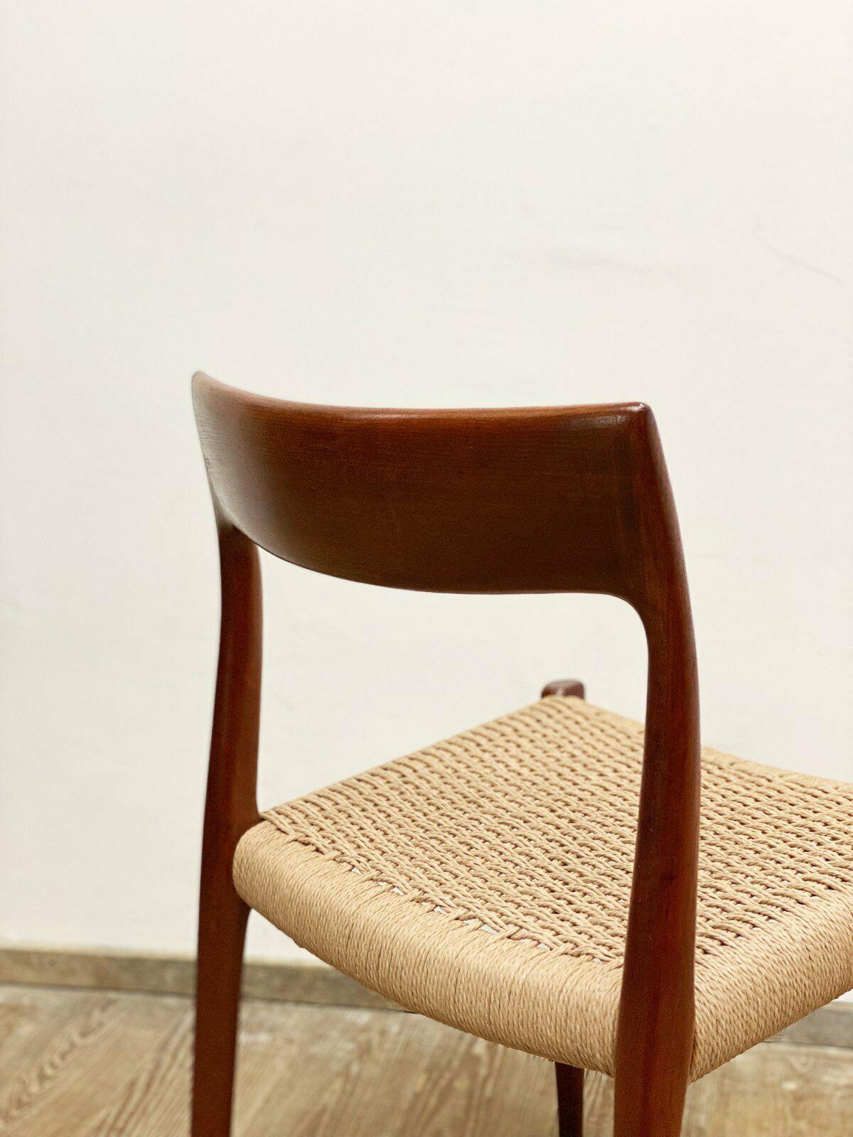 Hand-Carved Mid-Century Teak Dining or Side Chair #77 by Niels O. Møller for J. L. Moller